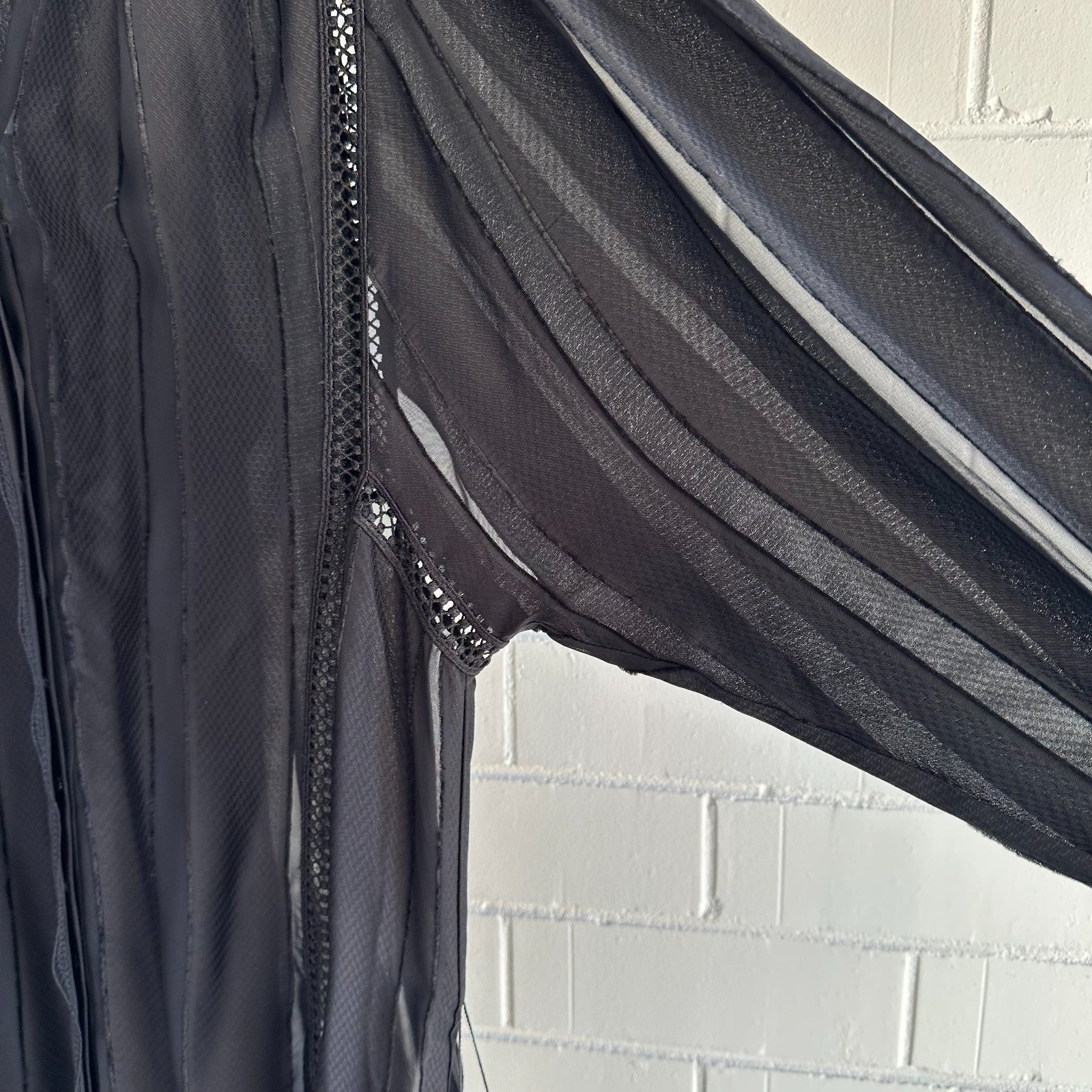 REISS Harriet Flippy Shirtdress, Black Chiffon Lace inserts Size AU14 US 10, LBD