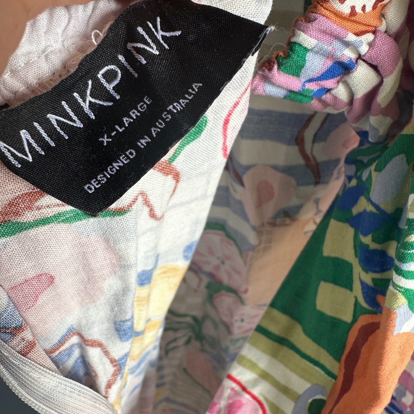 MINKPINK Al Fresco Midi Dress Size XL AU14 Resort Print Cotton Blend
