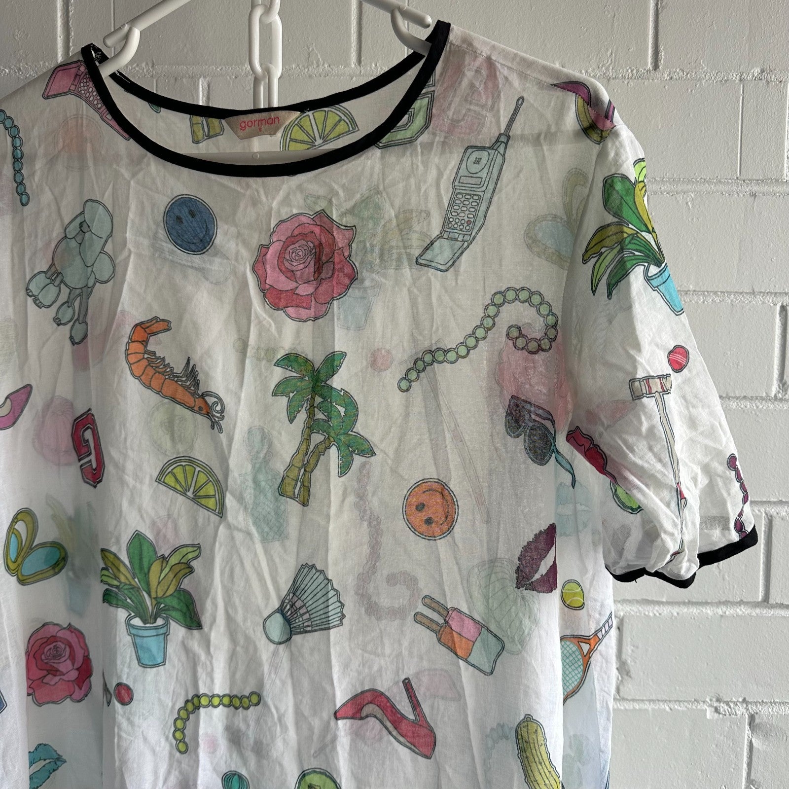 GORMAN Garden Party T Shirt Dress Size S Playful Vacation Short Sleeve