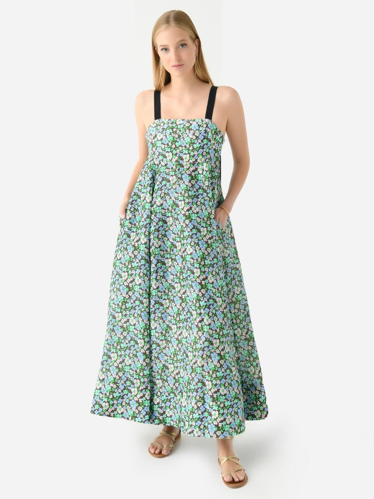 LEE MATHEWS Meadow Floral Maxi Dress Size 2 AU10 Event Silk Linen