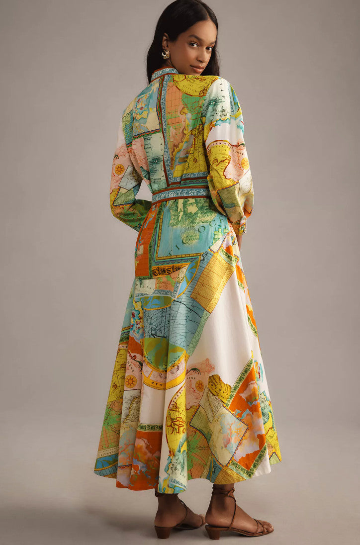 ALEMAIS Atlas Long sleeve Maxi Shirtdress AU10 Organic Cotton