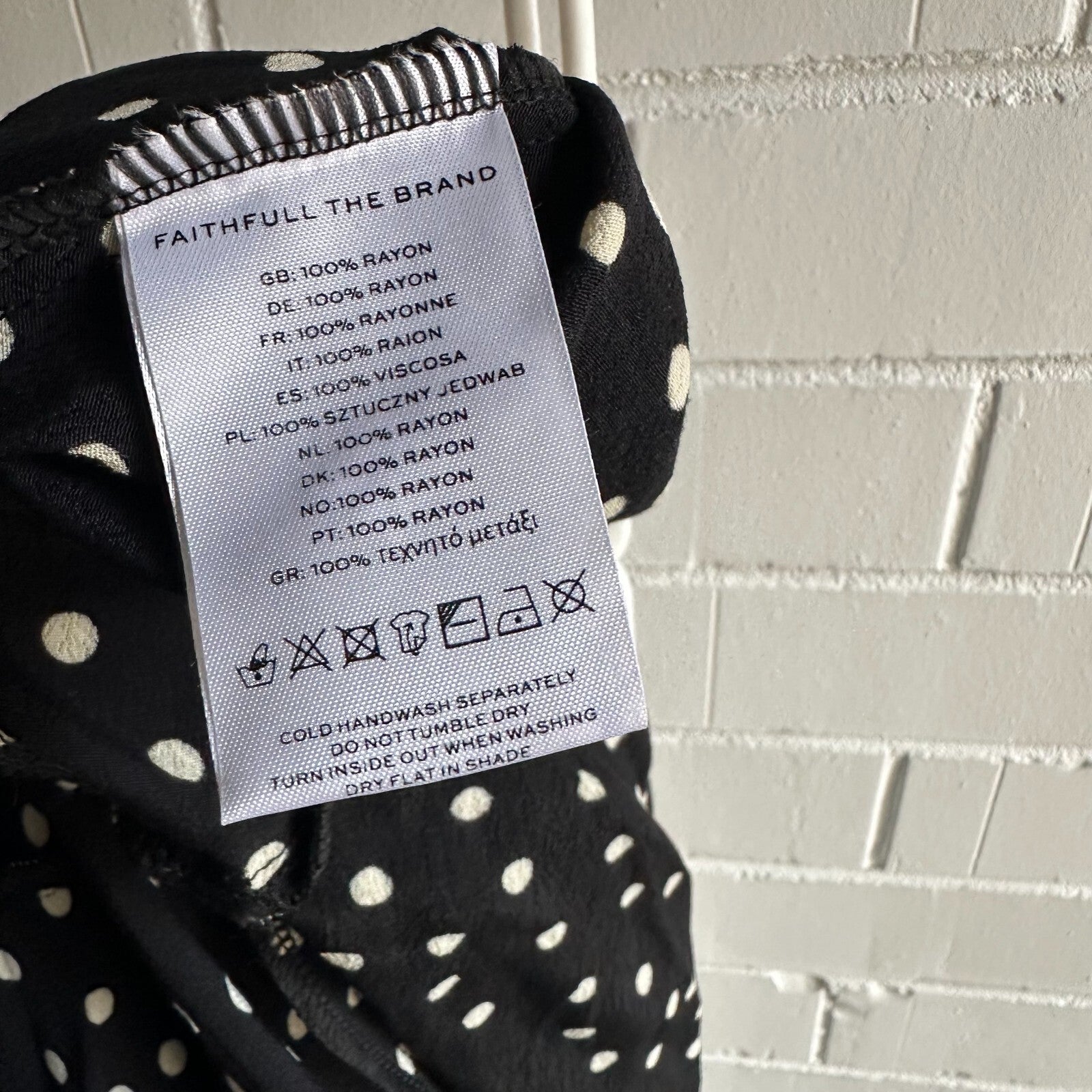 FAITHFULL THE BRAND Black and Cream Poka dot Tocha Maxi Dress AU14 US10 Assym