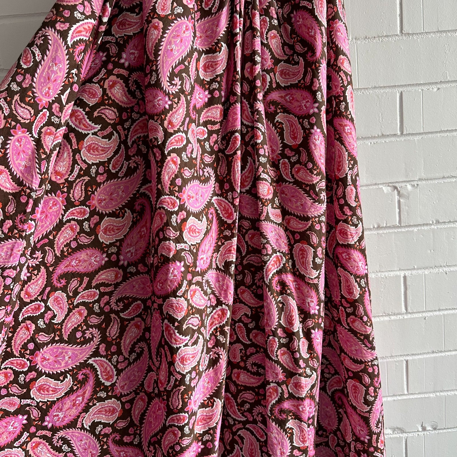 SCANLAN THEODORE Cotton Paisley Ring Dress AU6 US2 Vacation Maxi choc pink