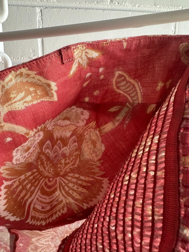 ZIMMERMANN Veneto strapless printed linen midi dress Sz 3 AU12