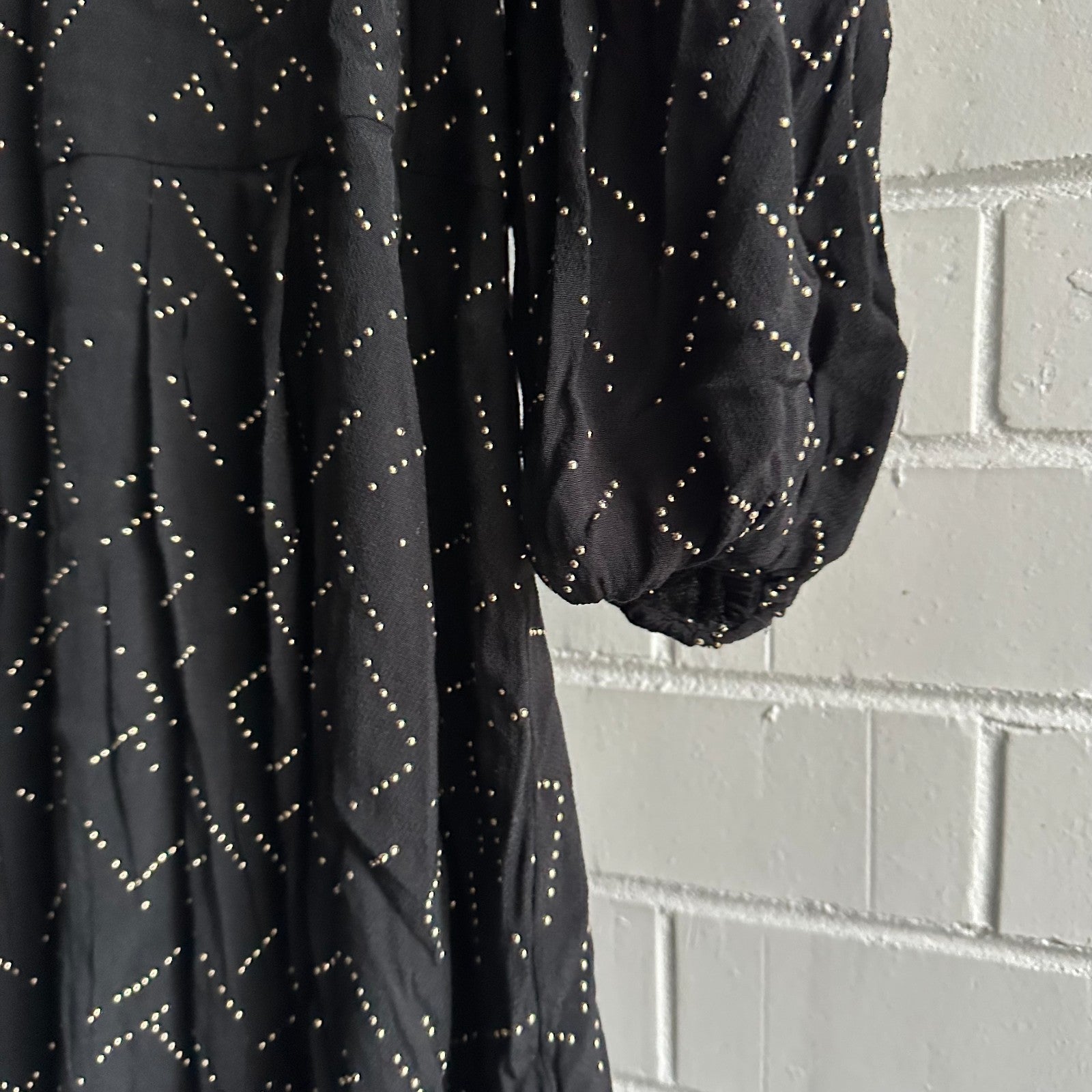 SASS & BIDE Space Oddity Long Sleeved Mini Dress AU12 Gold heatfix pattern