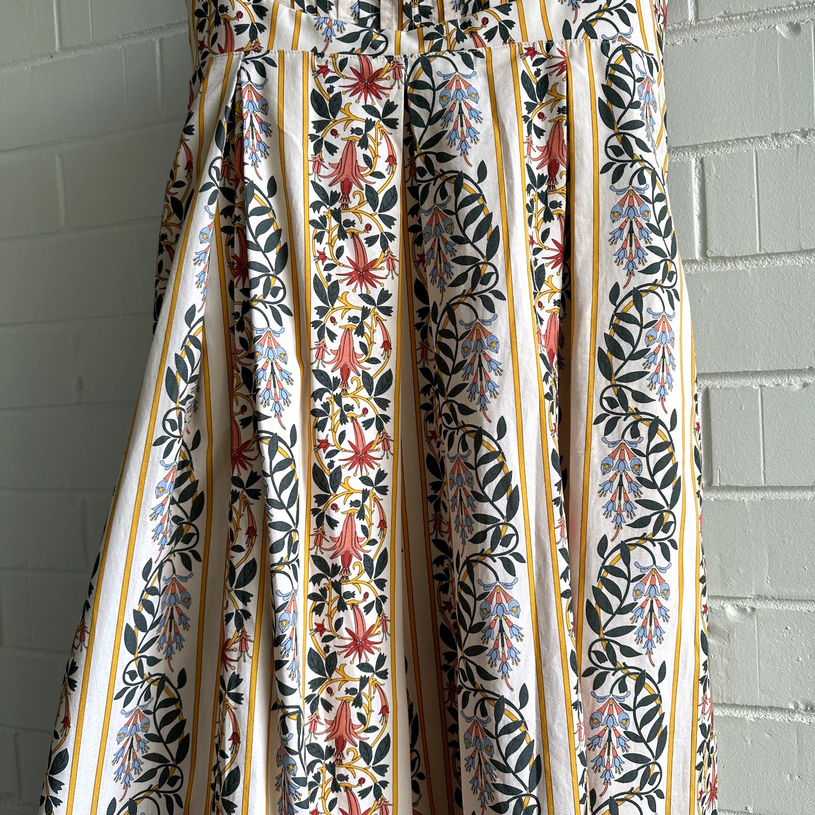 AGUA BY AGUA BENDITA Hortensia Pleated Dress Size XL AU14 US10 Cotton Floral