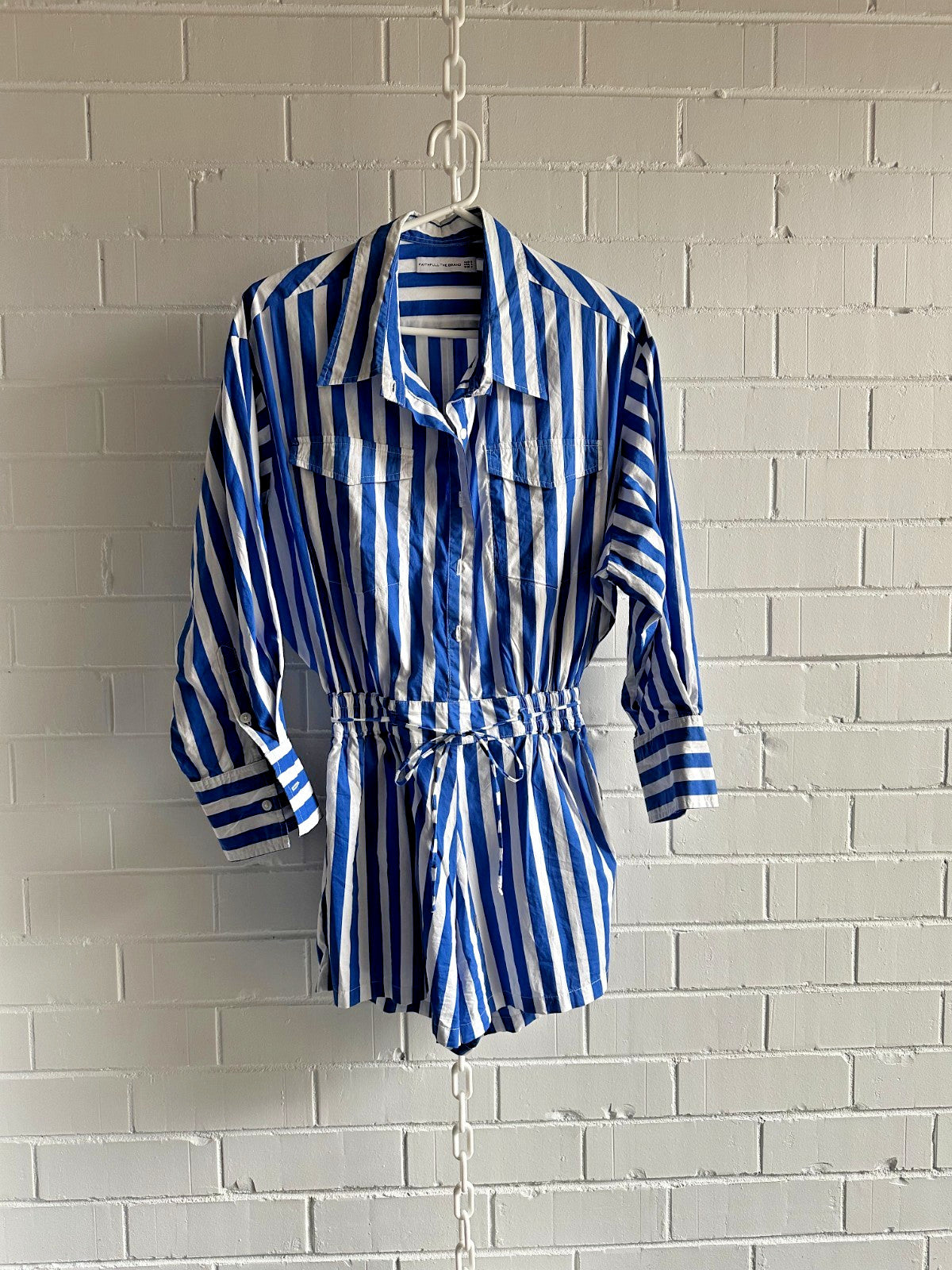 ANTHROPOLOGIE X FAITHFULL THE BRAND Isole Playsuit Size AU8 Cotton Stripe