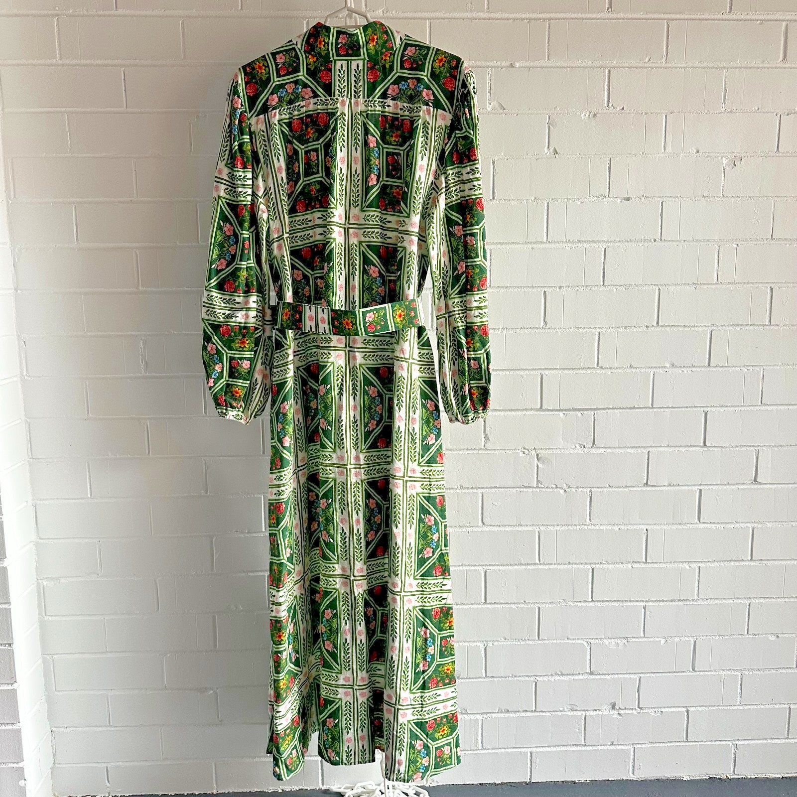 PALM NOOSA Noddy Linen Maxi Dress Size AU8 US4 Flora tiles