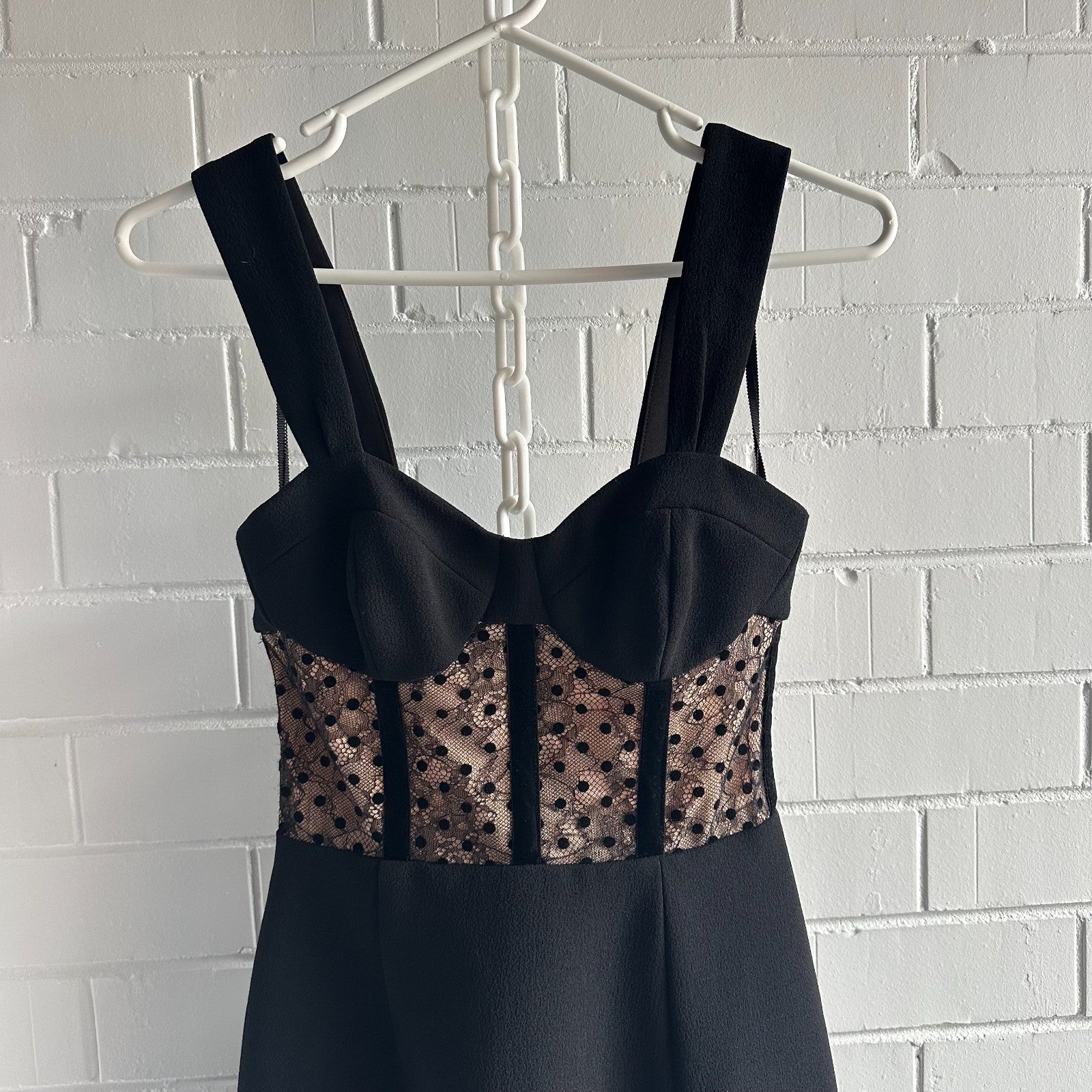 REBECCA VALLANCE Teigan Midi Dress AU6 US2 Bustier Naked look Black/Nude