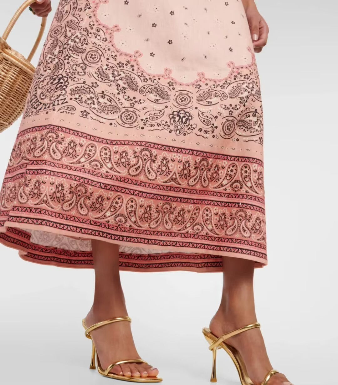 ZIMMERMANN Matchmaker Frilled Midi Dress Pink Bandana Sz 2 AU10 US6Linen