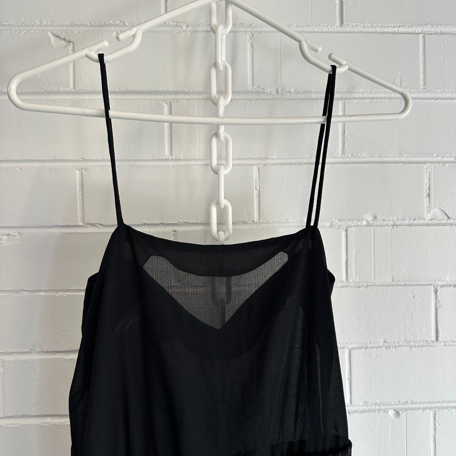 VINTAGE ANTHEA CRAWFORD Semi sheer Dress Sz S Metallic long sleeved Black Pleat