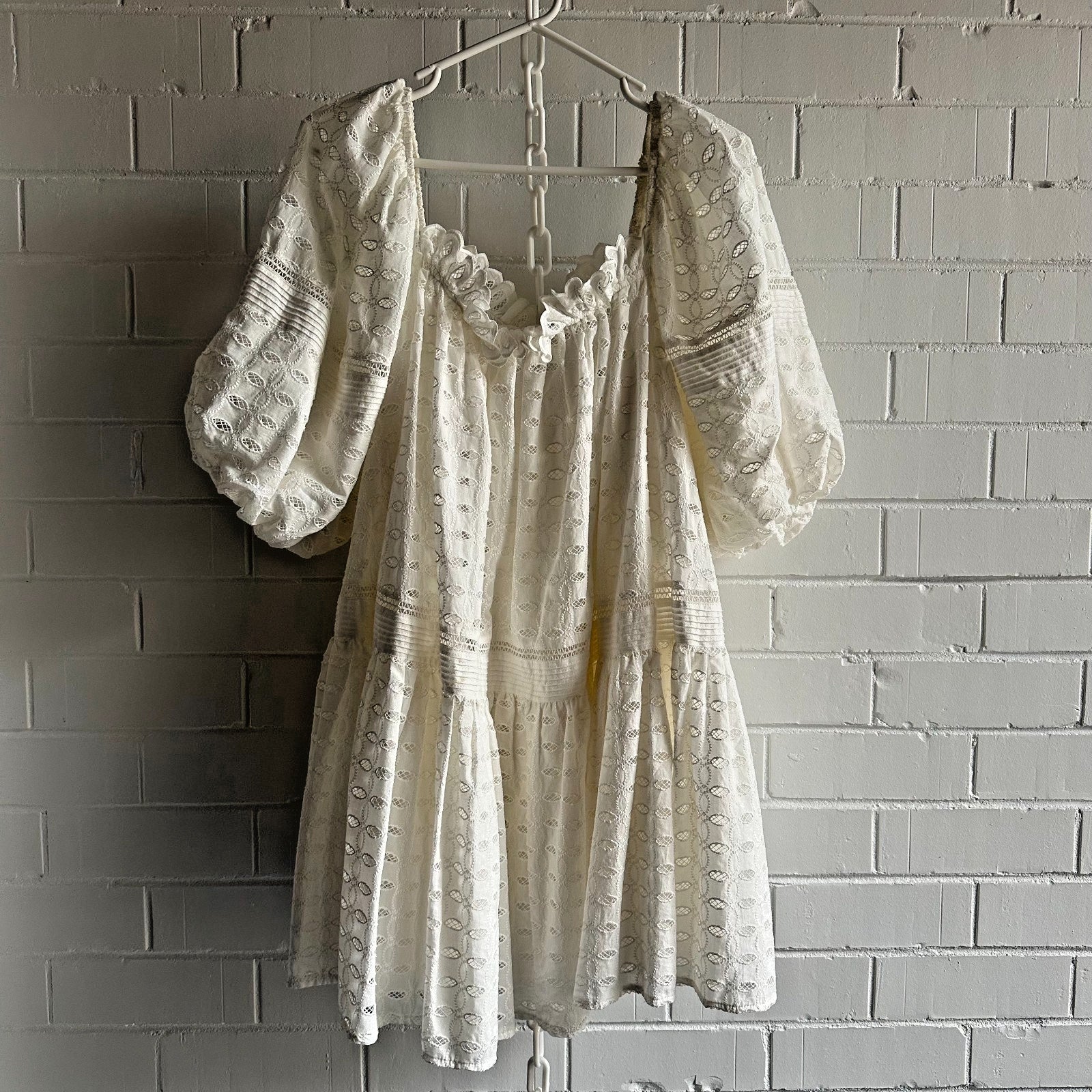 LUG VON SIGA Amy Broderie Anglaise Cotton-blend mini Dress Size 38 AU10 US6