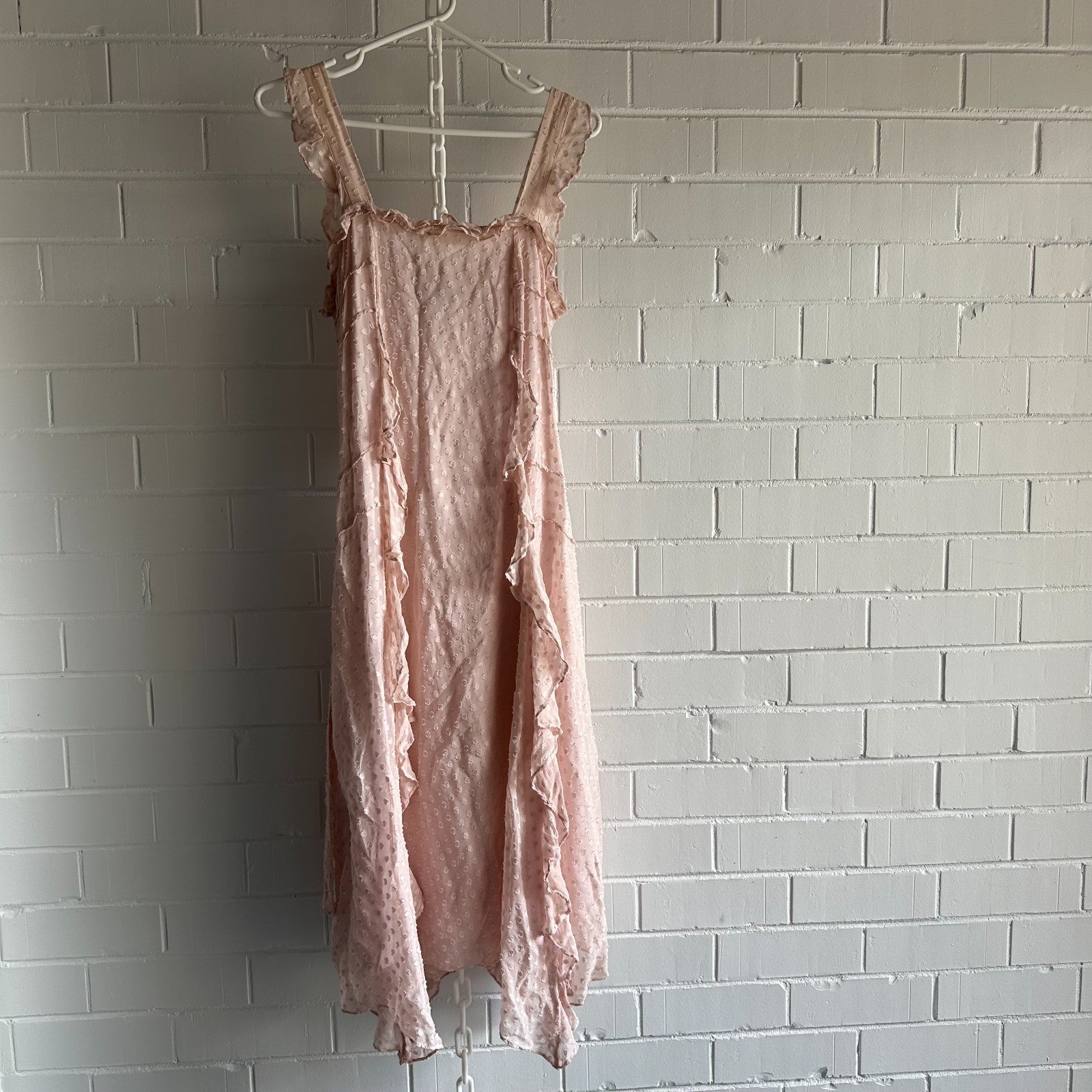 SABA Perfume Midi Dress AU10 Dusty pink Silk blend Frills
