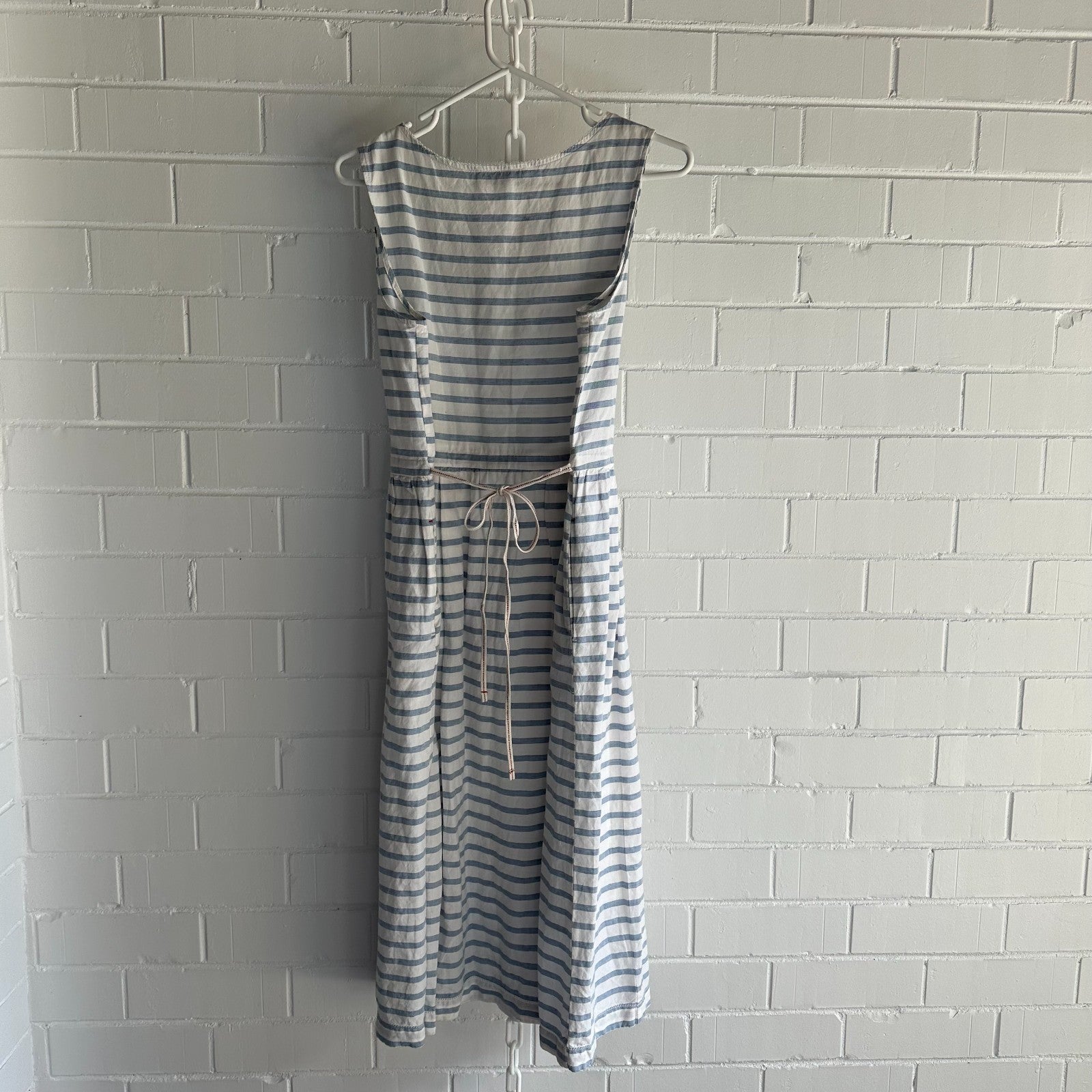UNIQLO X INES DE LA FRESSANGE Cotton Linen Stripe Dress Size M Parisian Chic