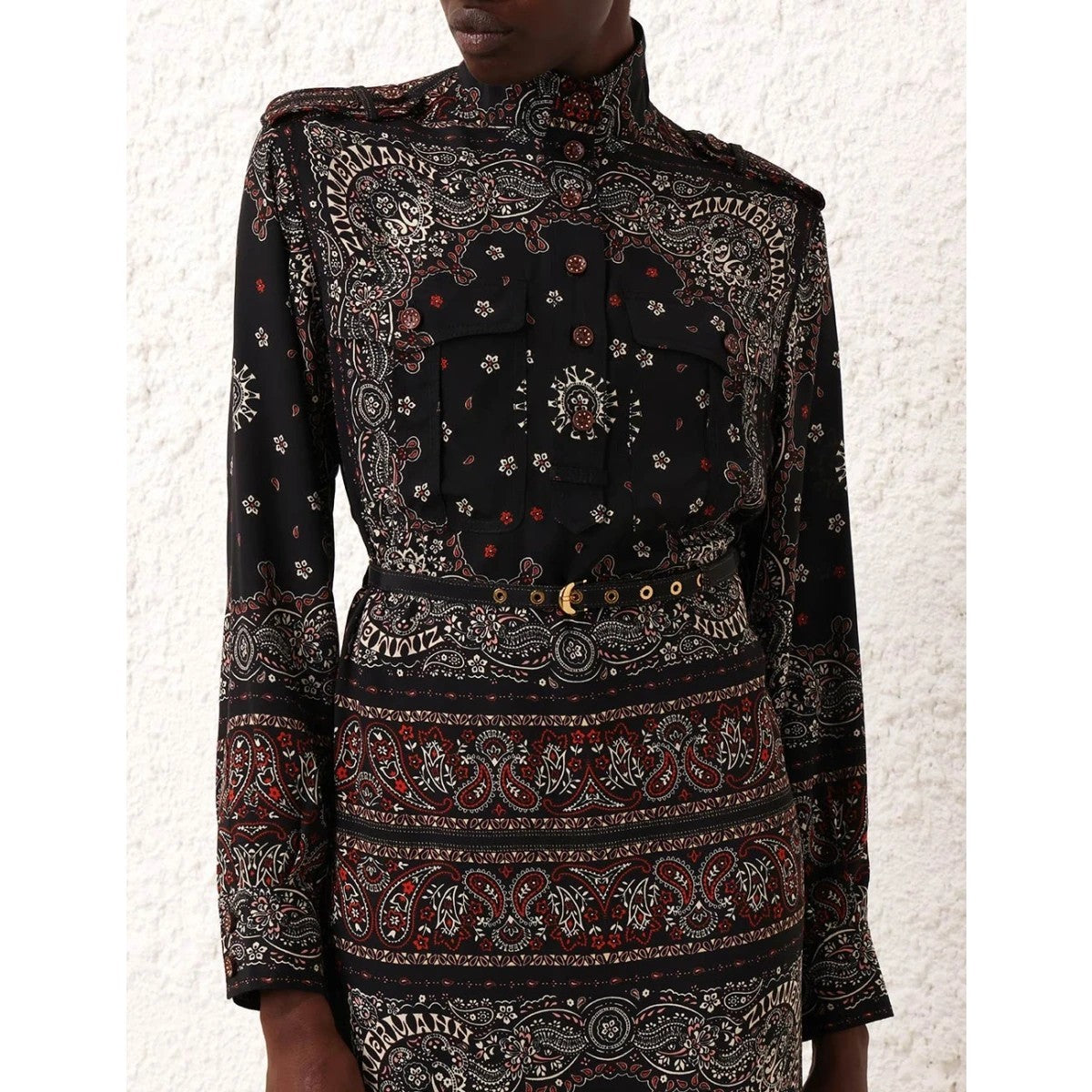 ZIMMERMANN Matchmaker Utility Silk Dress AU 0 (US 0/2) Black Bandana BNWT