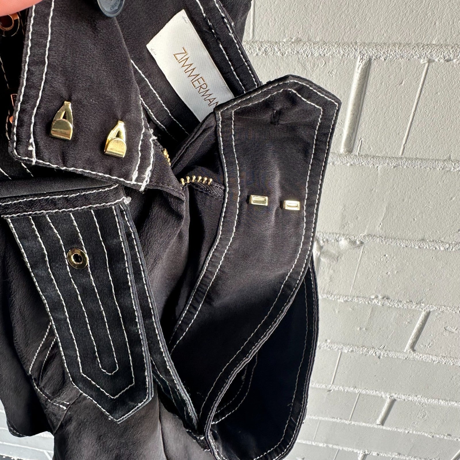 ZIMMERMANN Utility Silk Set Size 3 AU12-14 Black with White stitching detail