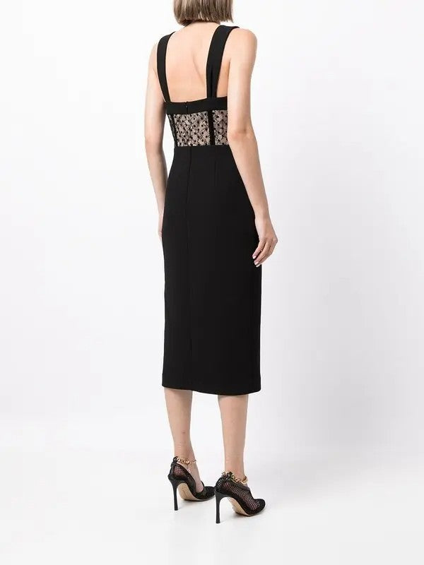 REBECCA VALLANCE Teigan Midi Dress AU10 US6 Bustier Naked look Black/Nude BNWT