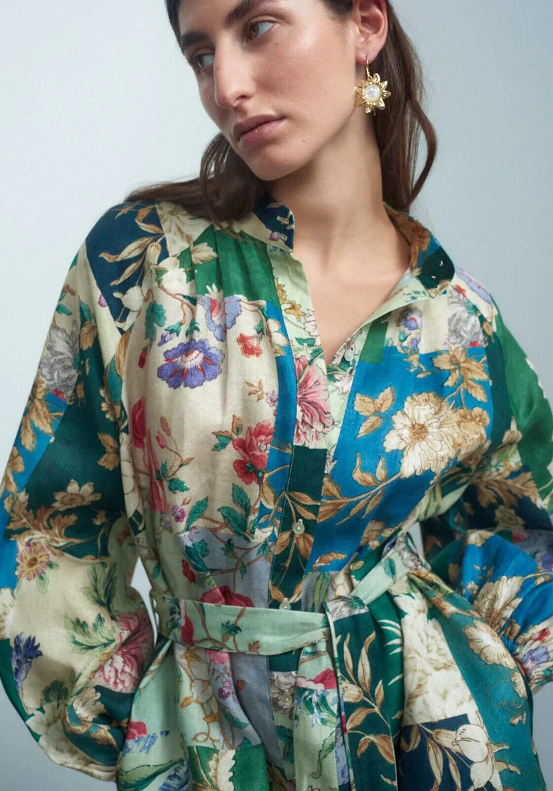 Alemais Loretta Belted Floral Midi Shirt Dress Au 6-8/US 2-4