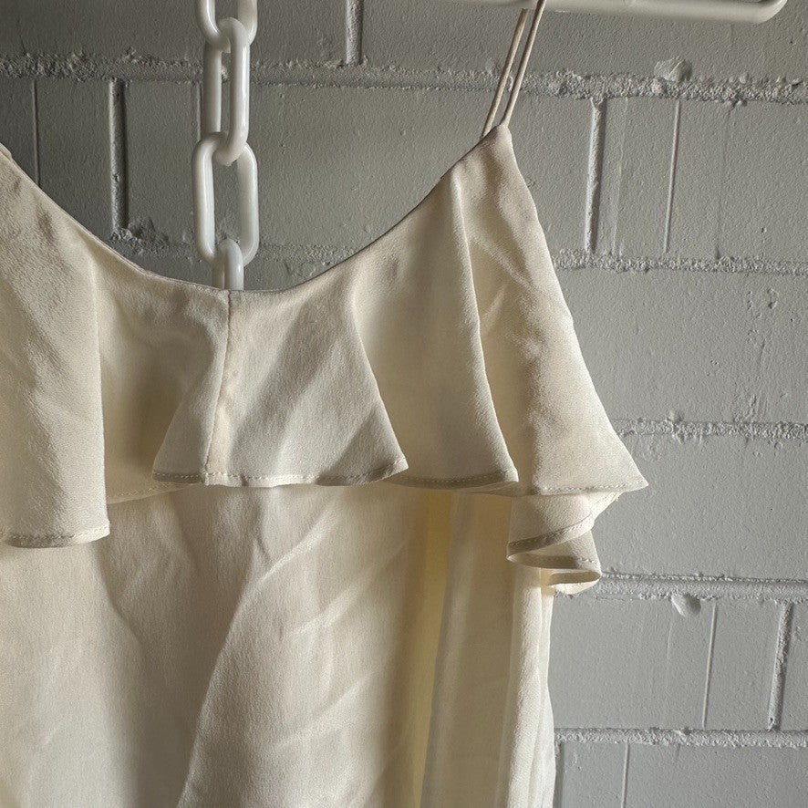ZIMMERMANN Flounce Neck Cami AU 0, UK8 Pearl Ivory Silk BNWT