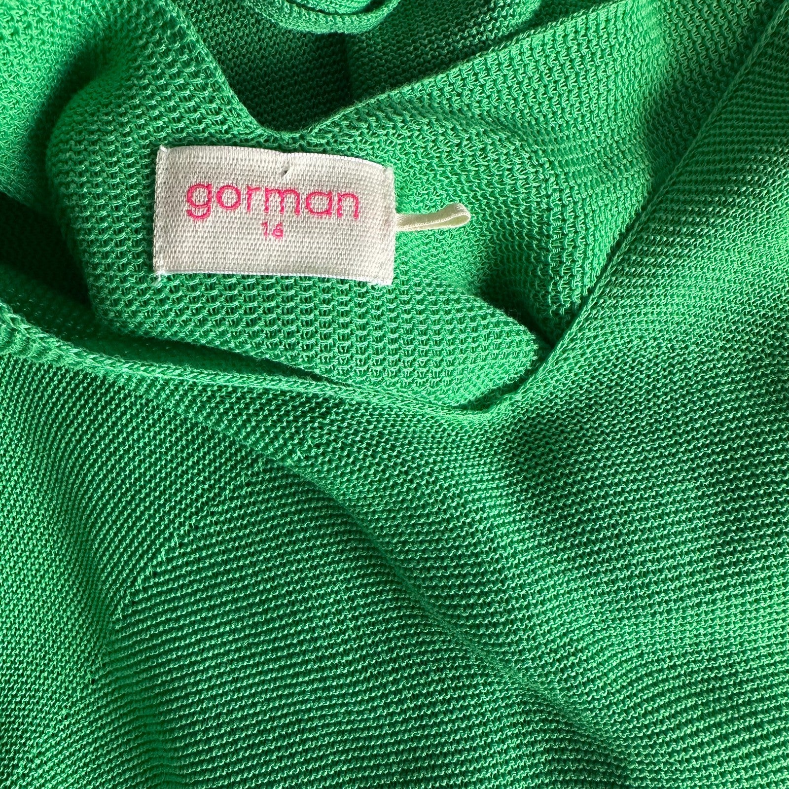 GORMAN Jenny Knit Slouchy Midi Dress AU16 US12 half sleeve Bright Green