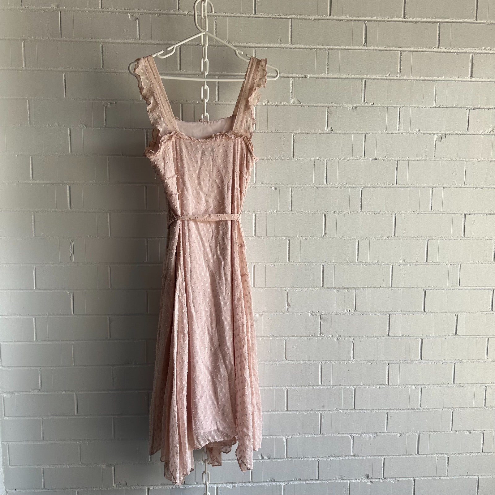 SABA Perfume Midi Dress AU10 Dusty pink Silk blend Frills