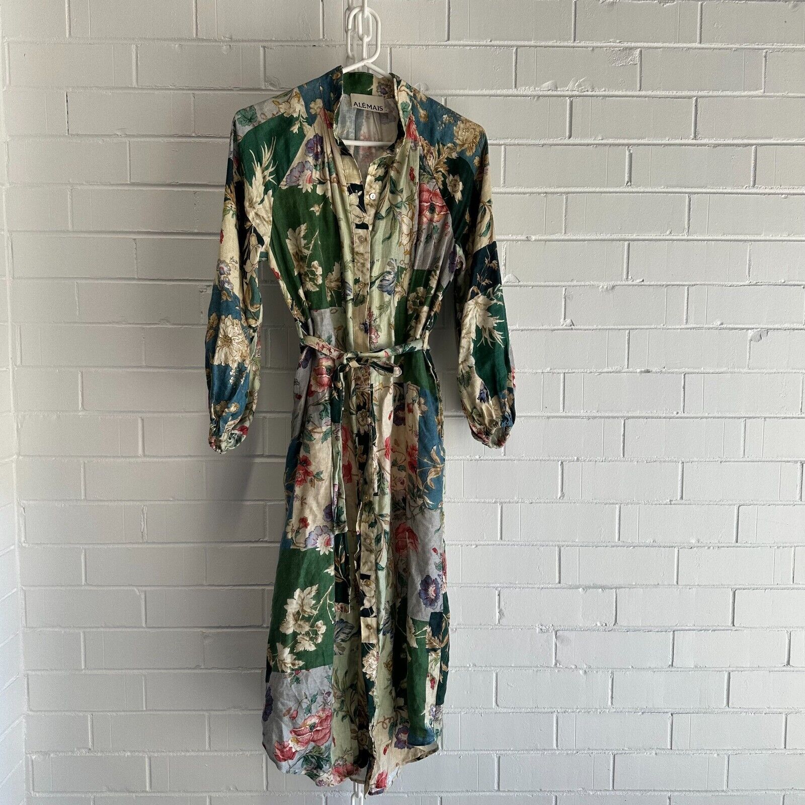 Alemais Loretta Belted Floral Midi Shirt Dress Au 6-8/US 2-4