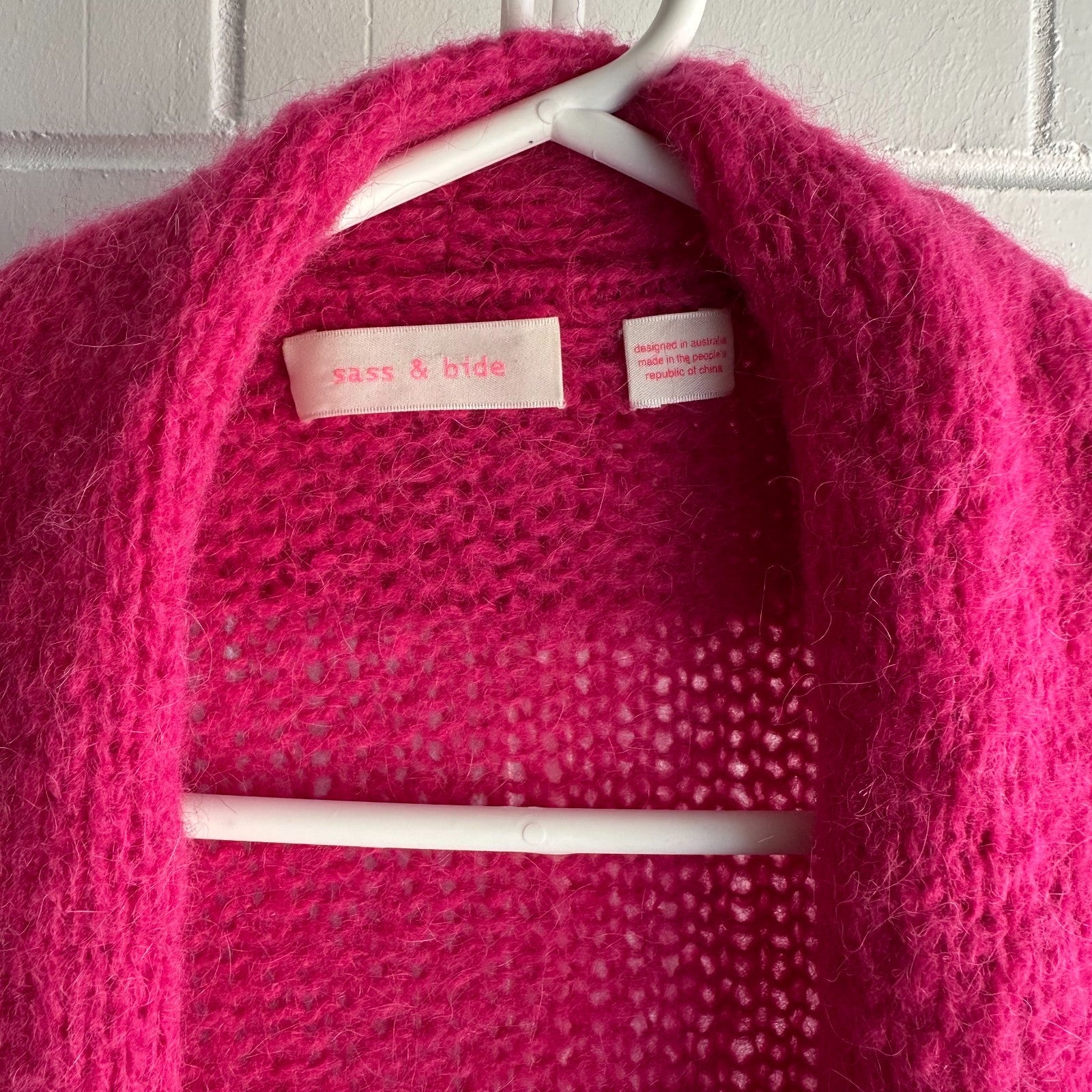 SASS & BIDE The Revolution Longline Cardigan Size XS AU6-8 Hotpink Alpaca