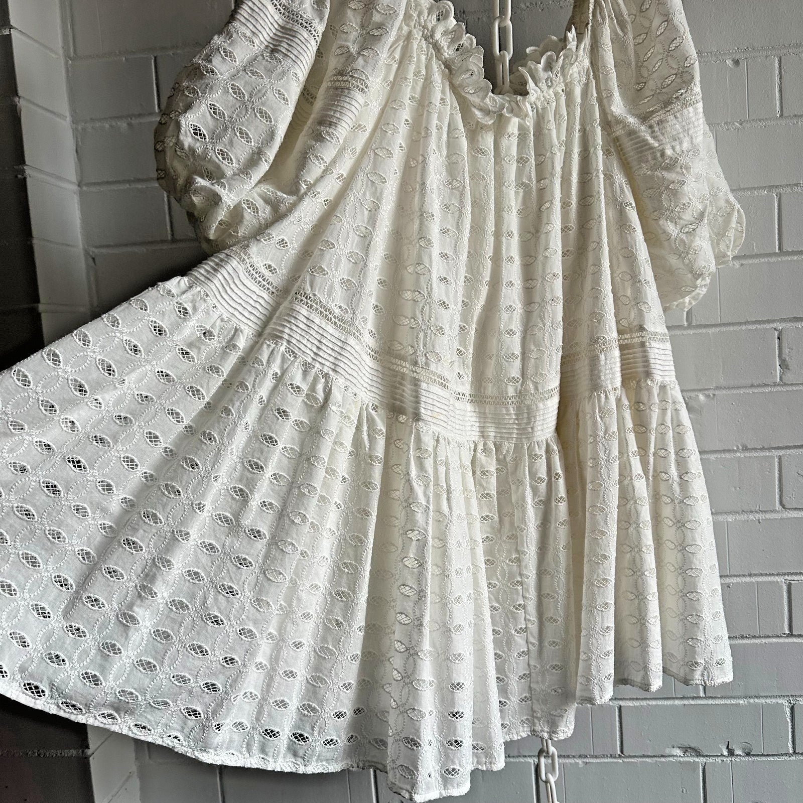 LUG VON SIGA Amy Broderie Anglaise Cotton-blend mini Dress Size 38 AU10 US6