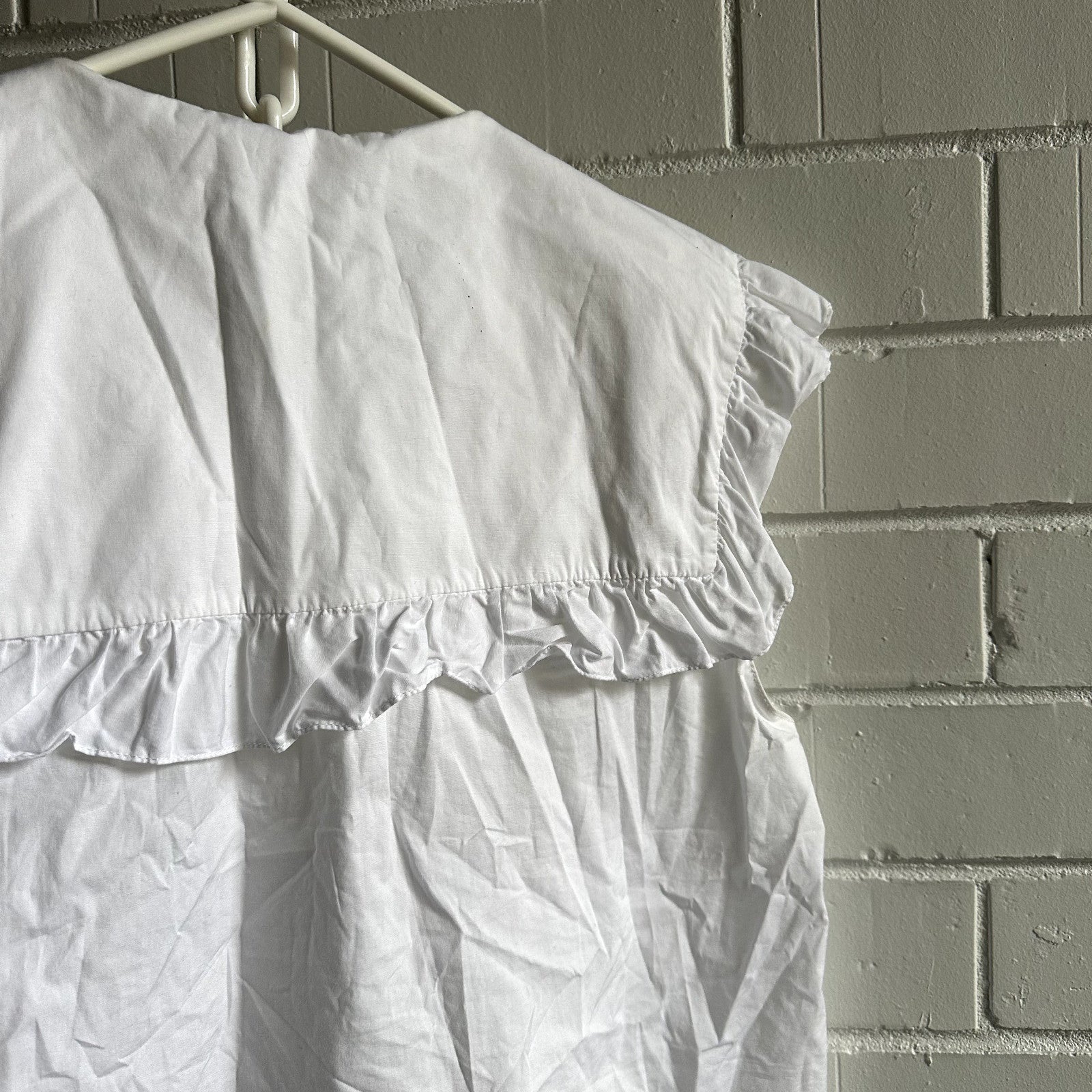 ZARA Cropped White Blouse with Sailor Collar Size M AU8-10 White