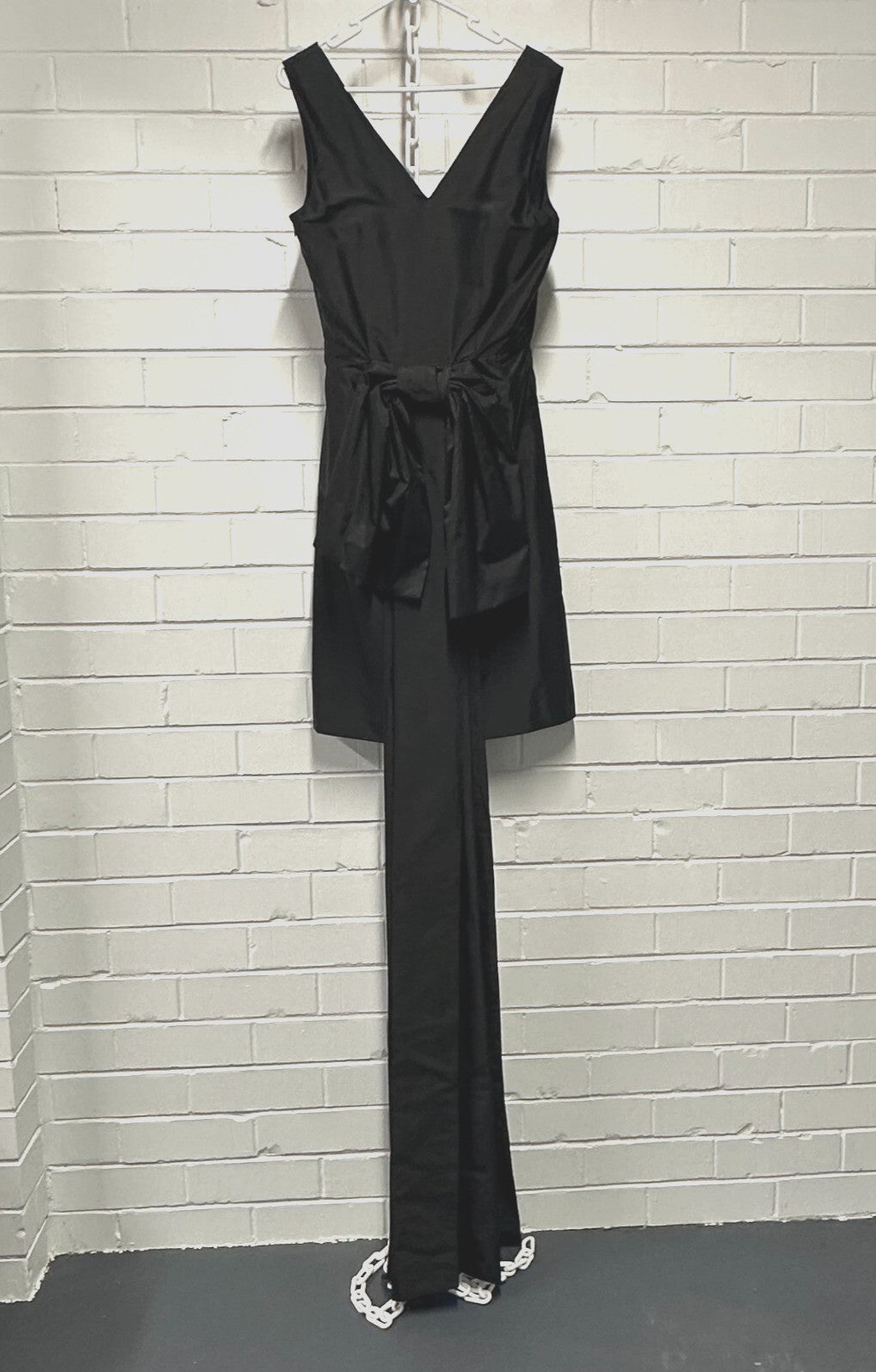VINTAGE Silk Dress Size M 10AU 6US LBD Size Black Bow Mini Dress showstopper