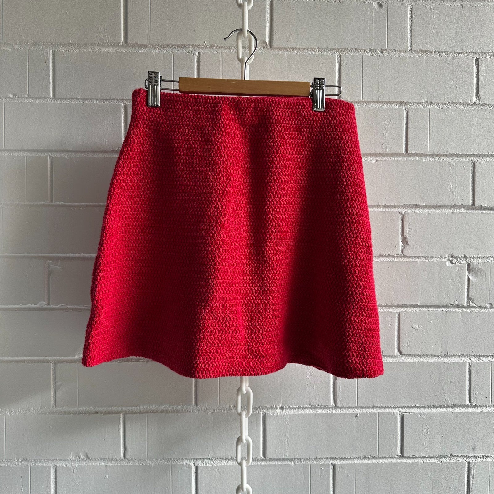 ONTE Helena Gilet & Mini Skirt knit SET Size S Red AU8 US4 Cotton Gold hardware