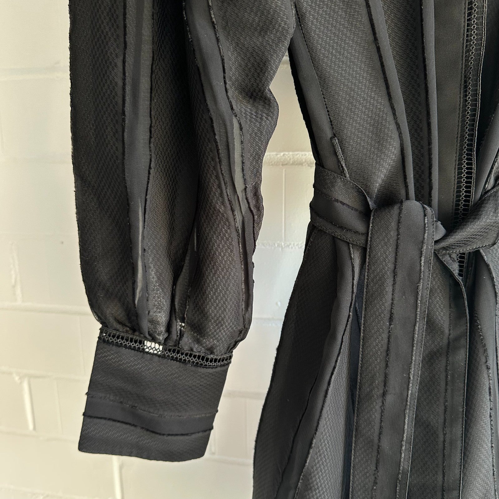 REISS Harriet Flippy Shirtdress, Black Chiffon Lace inserts Size AU14 US 10, LBD