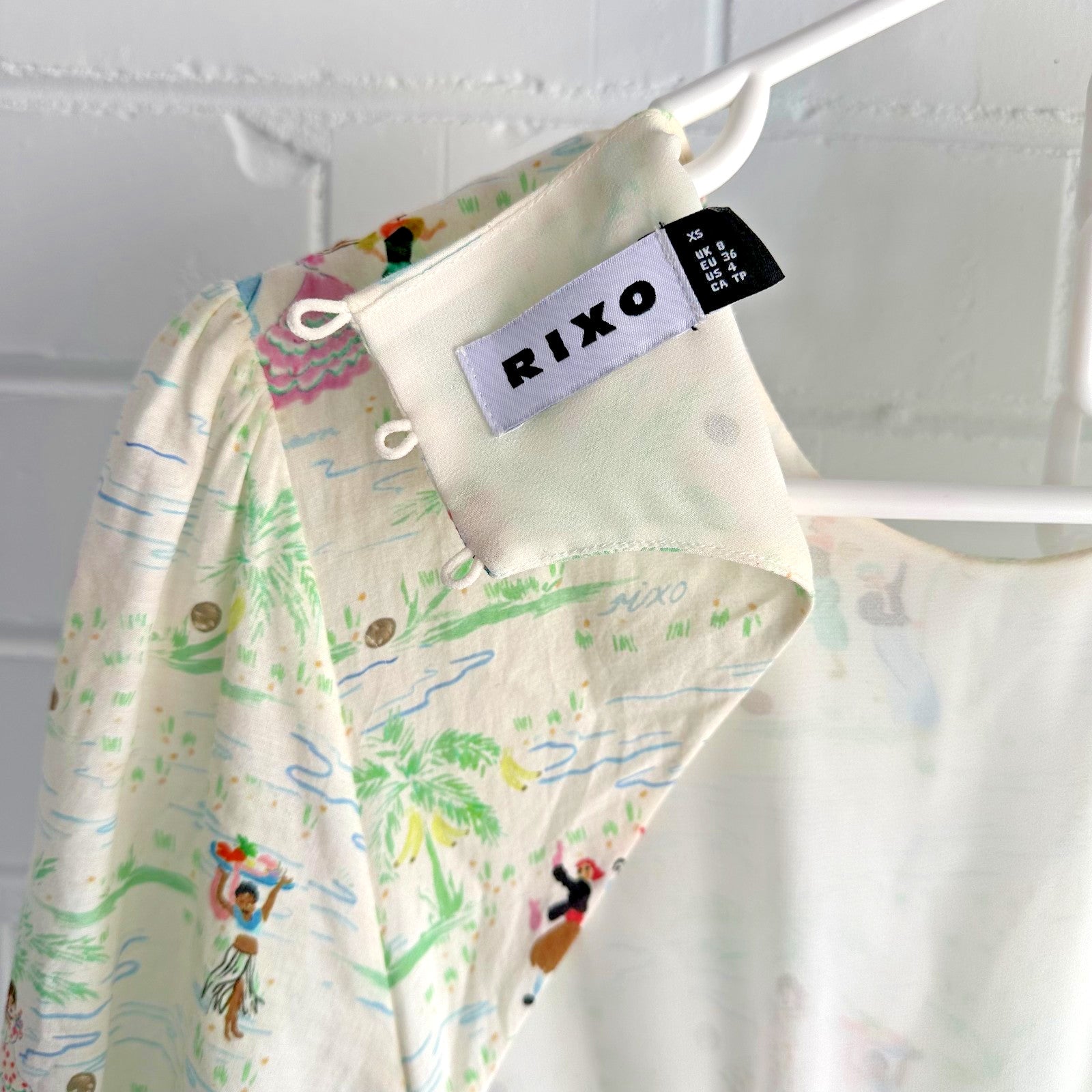 RIXO X LIBERTY Mallorca Dance Motif Agyness Cutout Maxi Dress XS AU8 Vacation