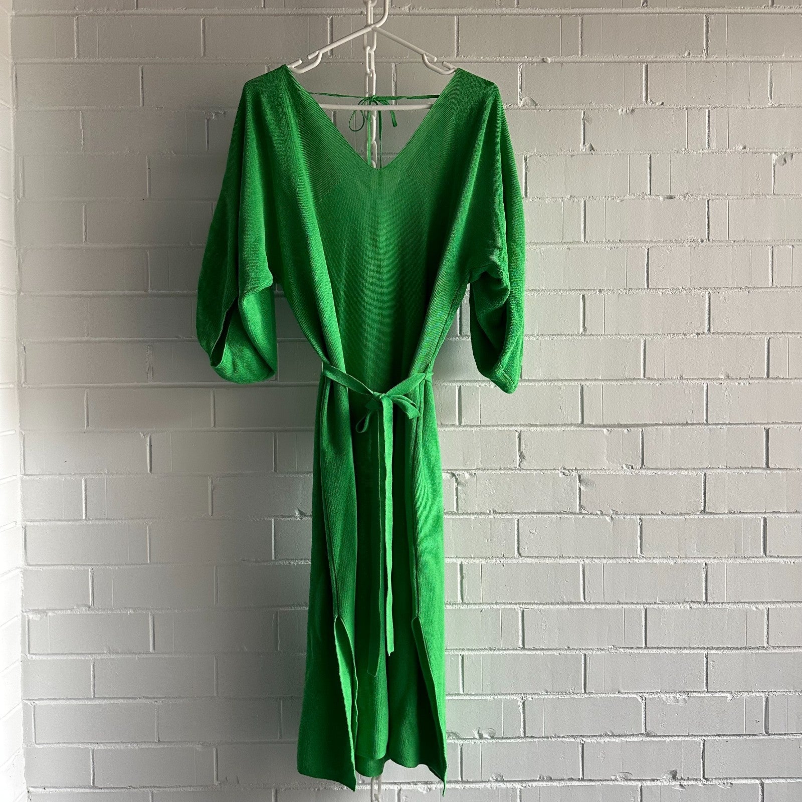 GORMAN Jenny Knit Slouchy Midi Dress AU16 US12 half sleeve Bright Green