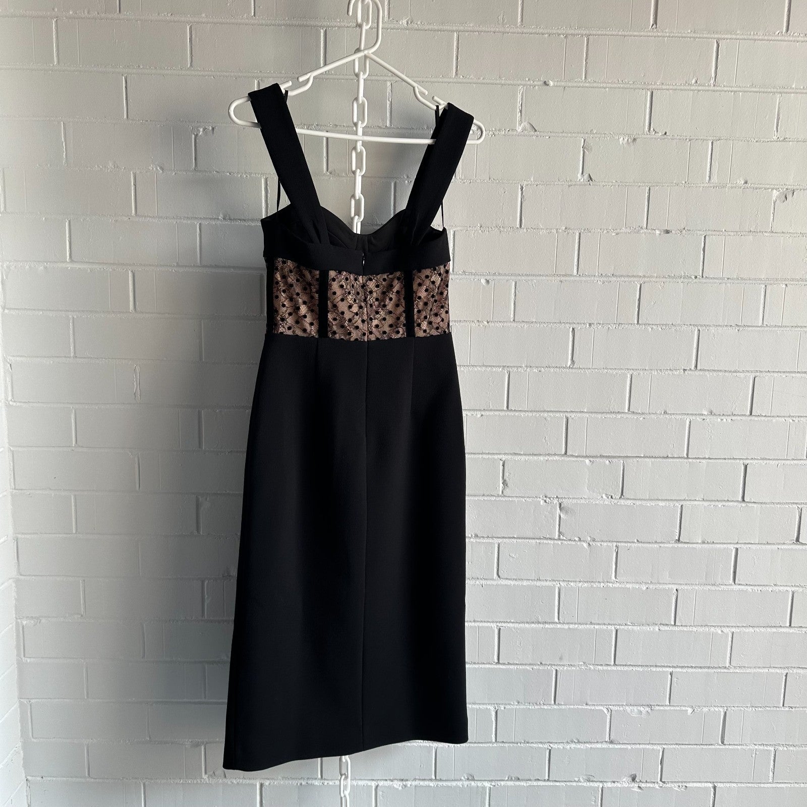 REBECCA VALLANCE Teigan Midi Dress AU10 US6 Bustier Naked look Black/Nude BNWT