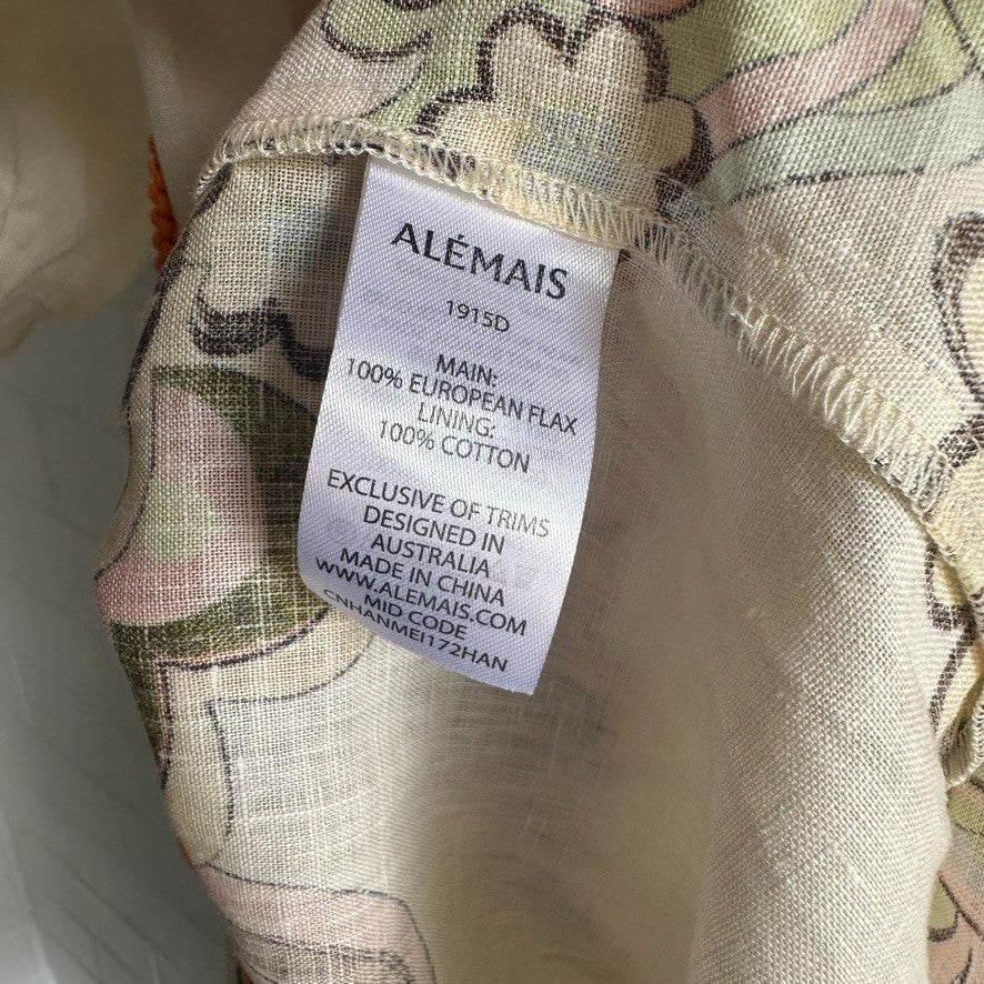 ALEMAIS Starscape Shirtdress AU 6 US 2 Cream Multi Linen