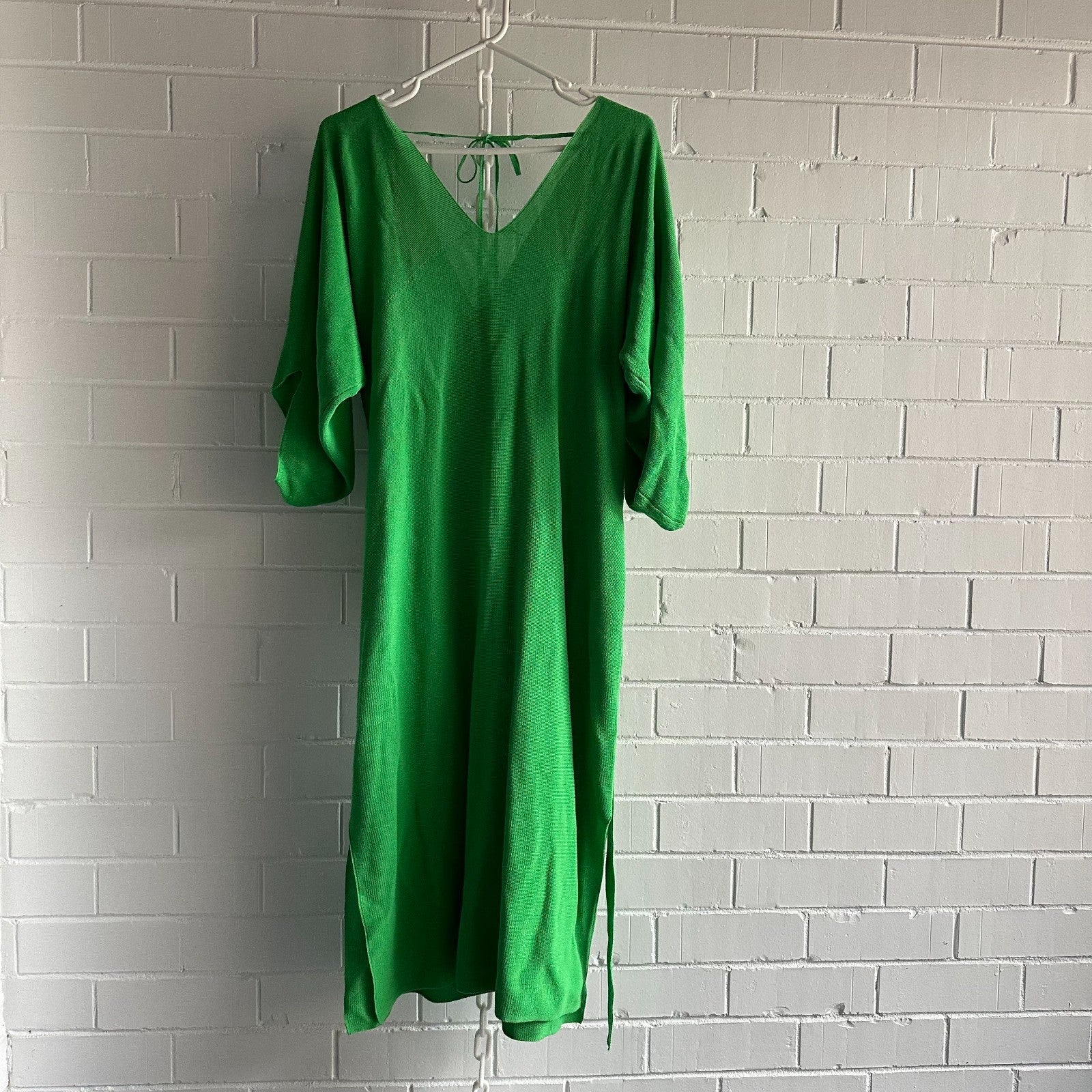 GORMAN Jenny Knit Slouchy Midi Dress AU16 US12 half sleeve Bright Green