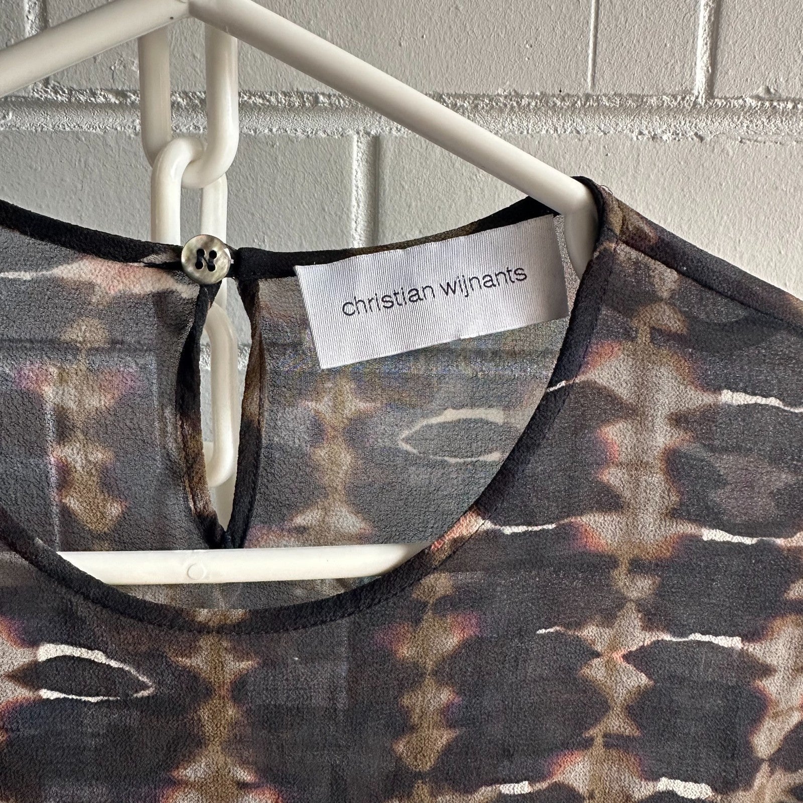 CHRISTIAN WIJNANTS 100% Silk Tie Dye Sheer Georgette Blouse EU36 AU8