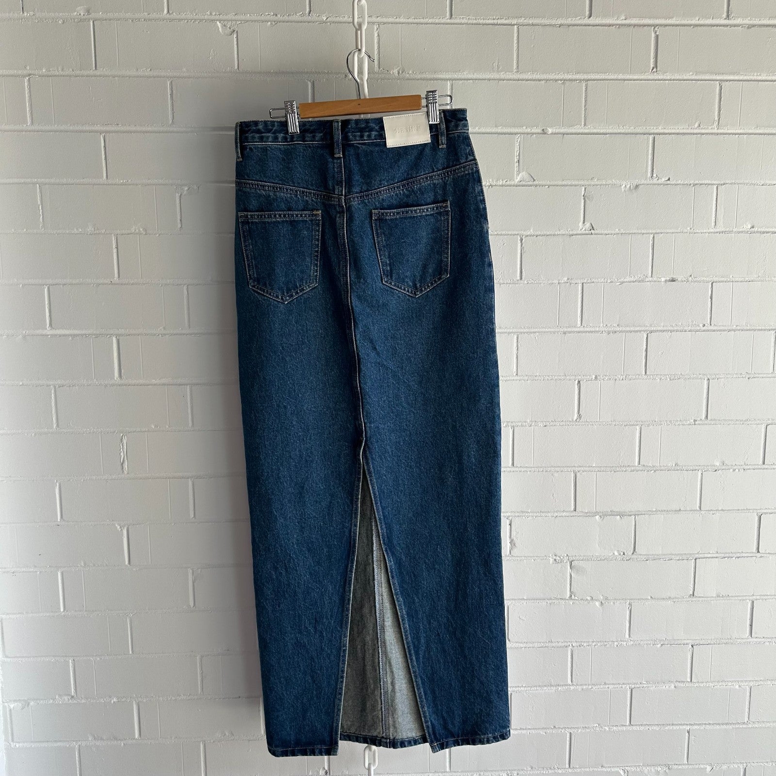 MESHKI Denim Maxi Skirt 100% Cotton XS AU6
