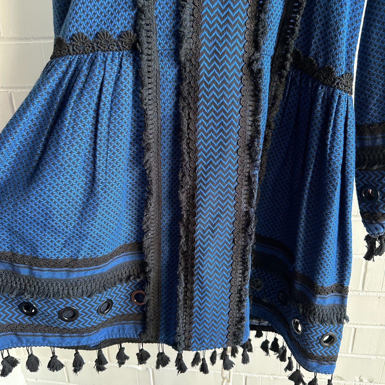 DODO BAR OR TASSEL DRESS Size M AU10 US6 Long sleeve Eyelet and tassel Resort