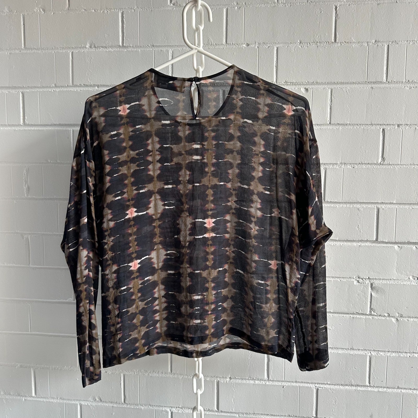 CHRISTIAN WIJNANTS 100% Silk Tie Dye Sheer Georgette Blouse EU36 AU8