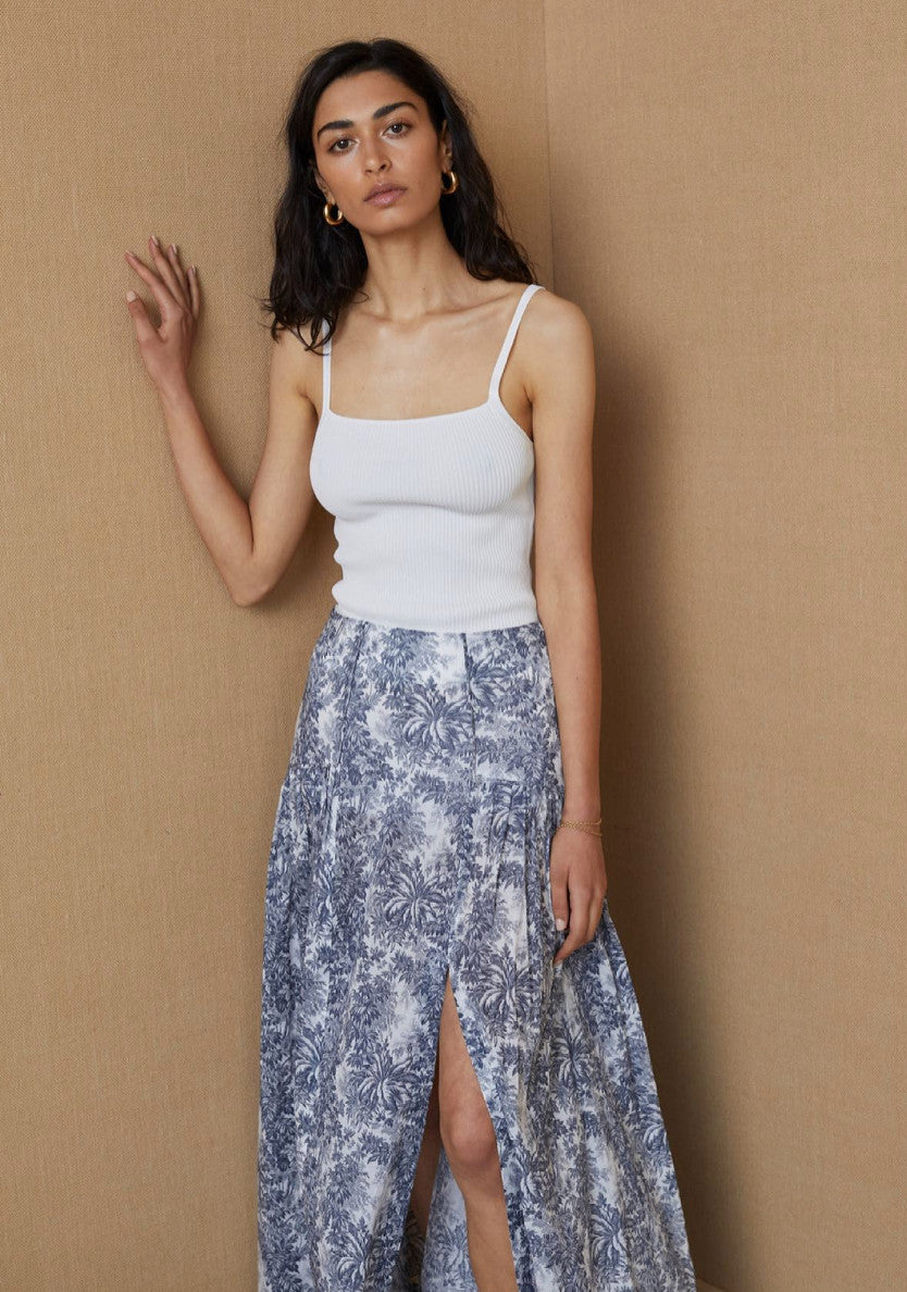 BEC & BRIDGE Arianne Midi Skirt AU12 US8 Toile De jouy porcelain blue ivory