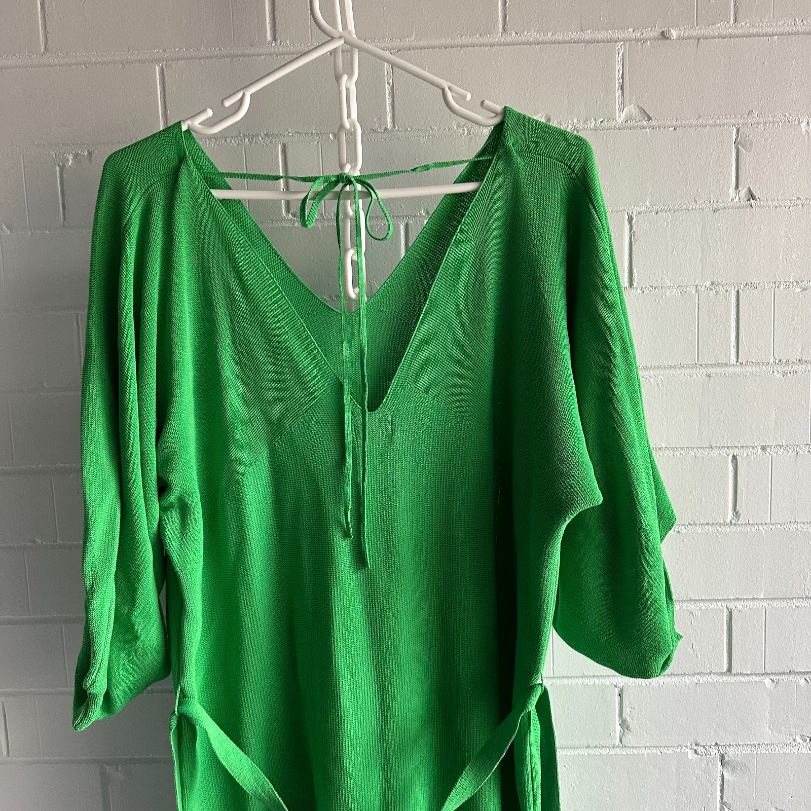 GORMAN Jenny Knit Slouchy Midi Dress AU16 US12 half sleeve Bright Green