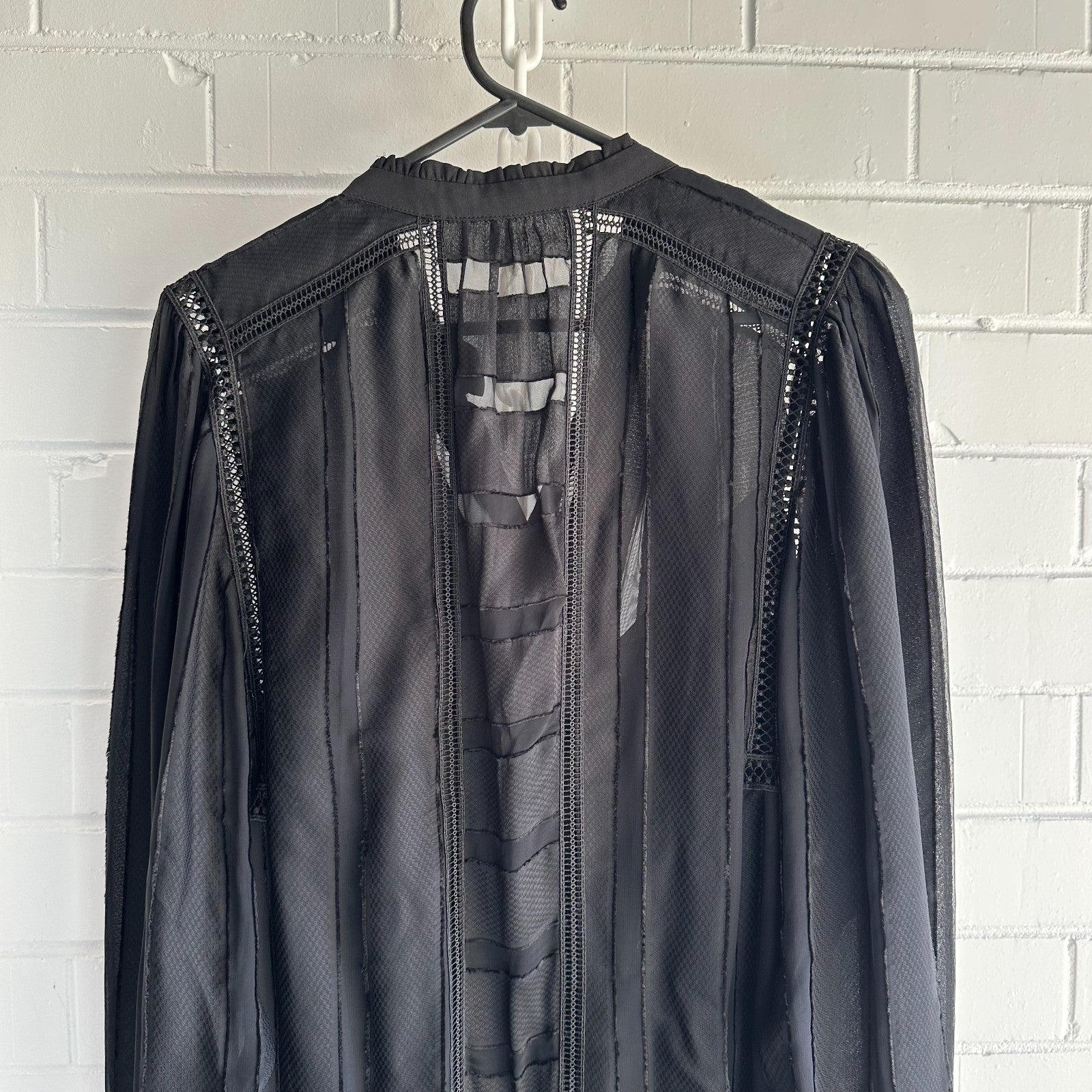 REISS Harriet Flippy Shirtdress, Black Chiffon Lace inserts Size AU14 US 10, LBD