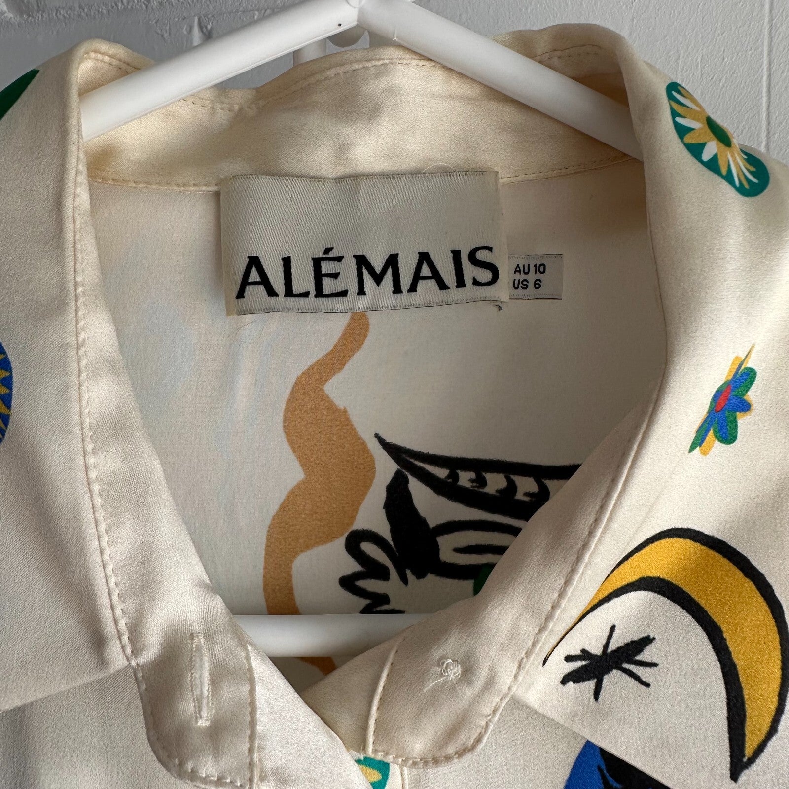 ALEMAIS Soleil Silk satin Shirt and Pant Set Size AU10 US6 wide leg