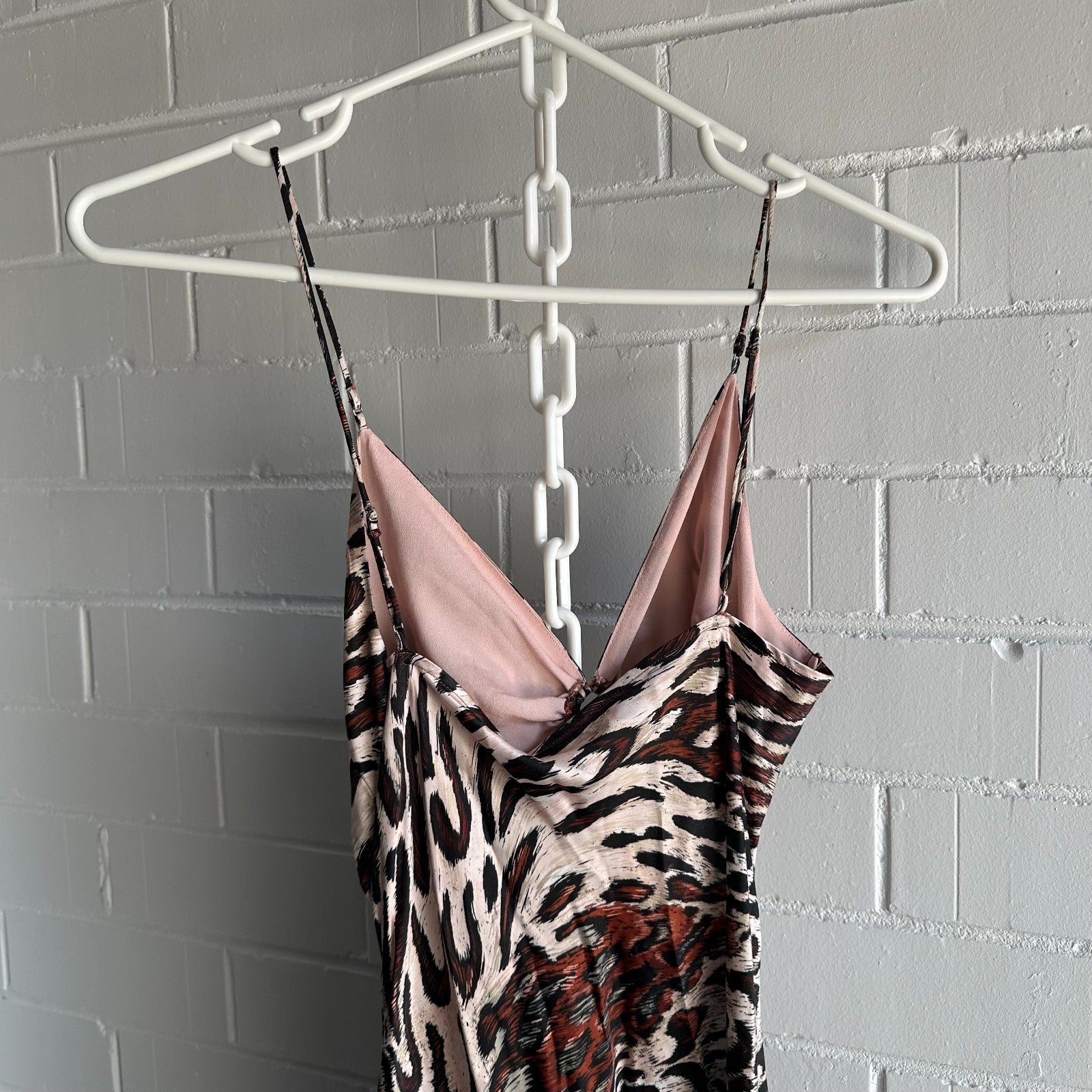 JONATHAN SIMKHAI Leopard Print Cut out slip Midi dress Size M Silk blend BNWT