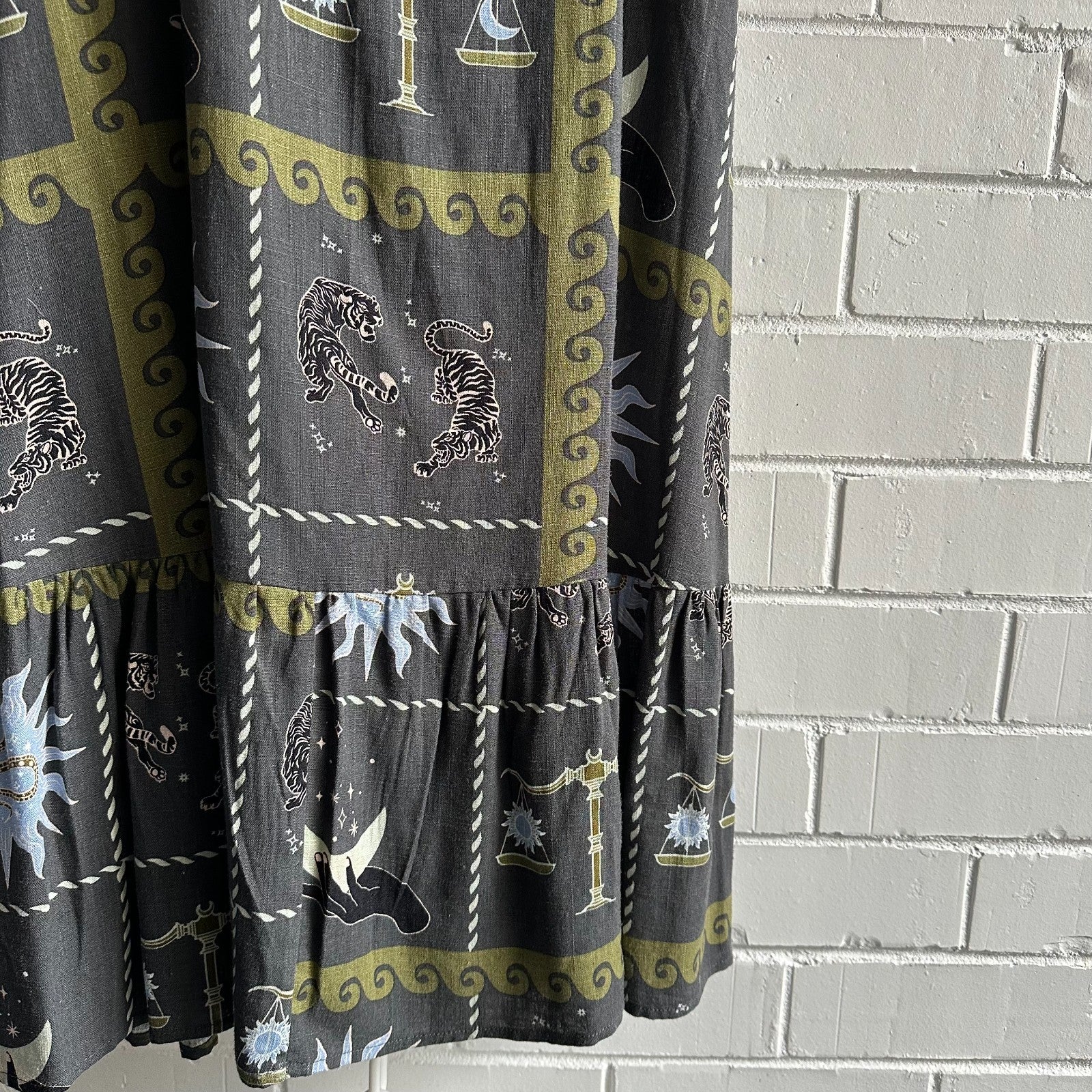 WHITE CLOSET Linen Blend Sundress AU12 US8 Celestial Print Vacation