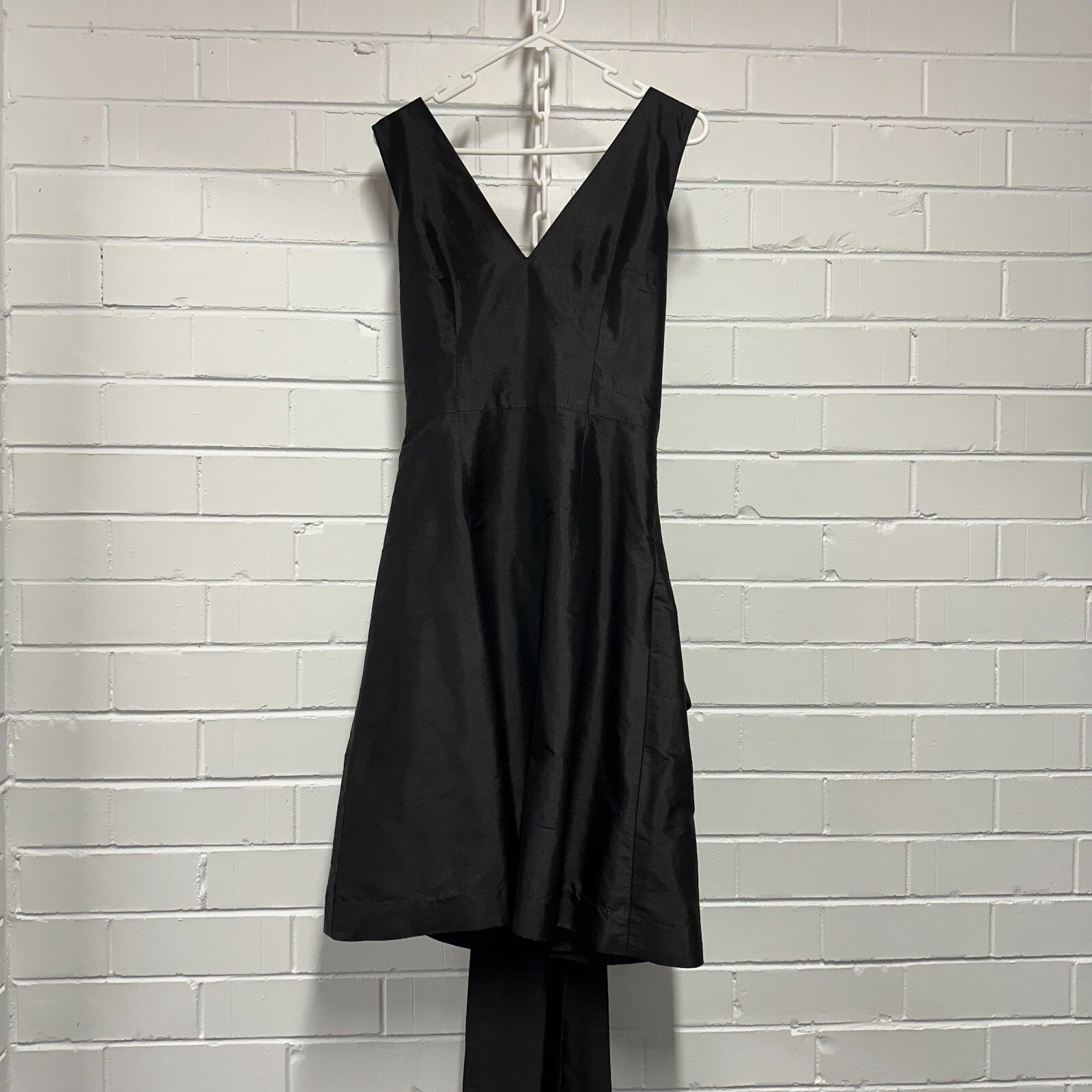 VINTAGE Silk Dress Size M 10AU 6US LBD Size Black Bow Mini Dress showstopper