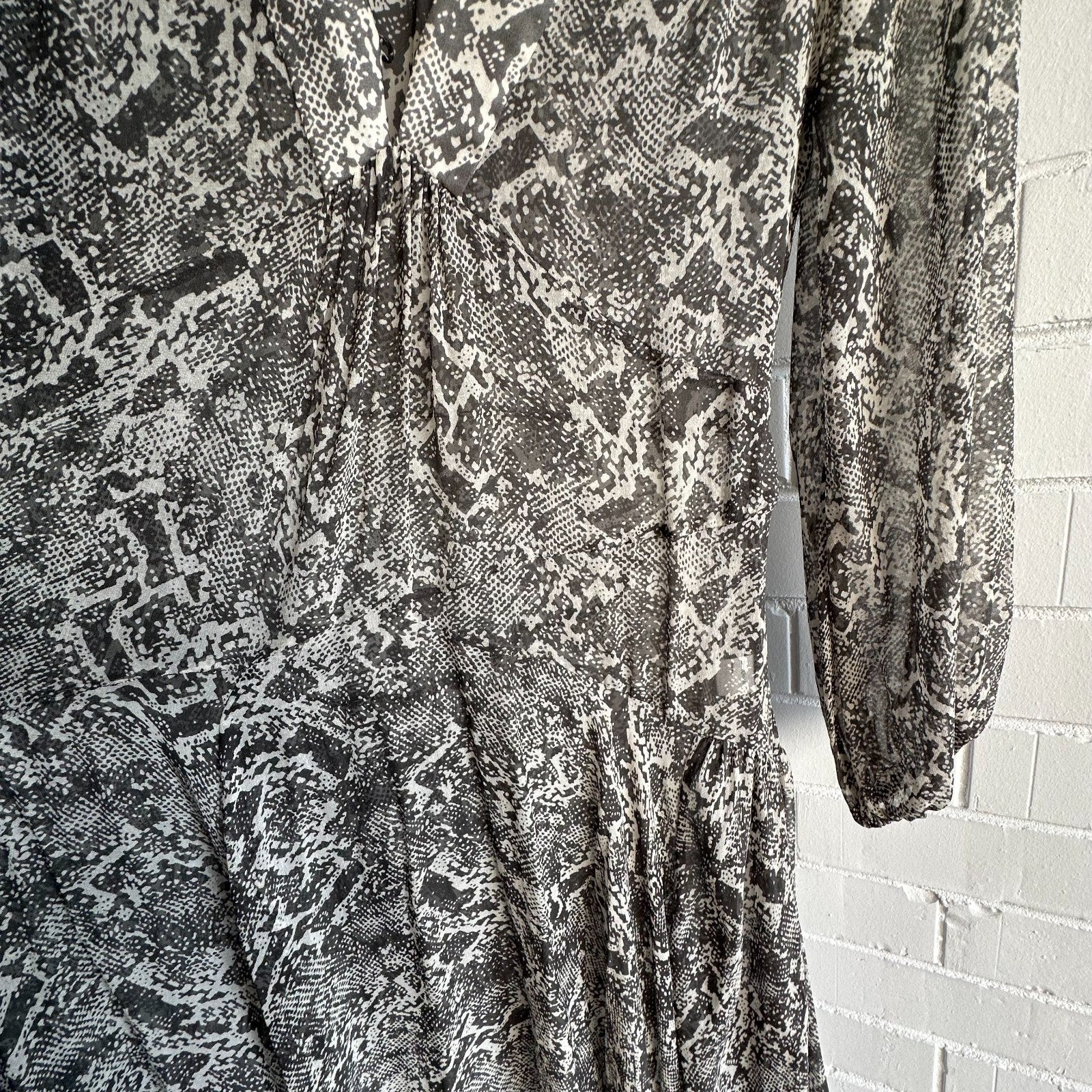 ZIMMERMANN Gemma Snakeskin Print Assymmetric Midi Maxi Dress Size1 AU8-10 Silk