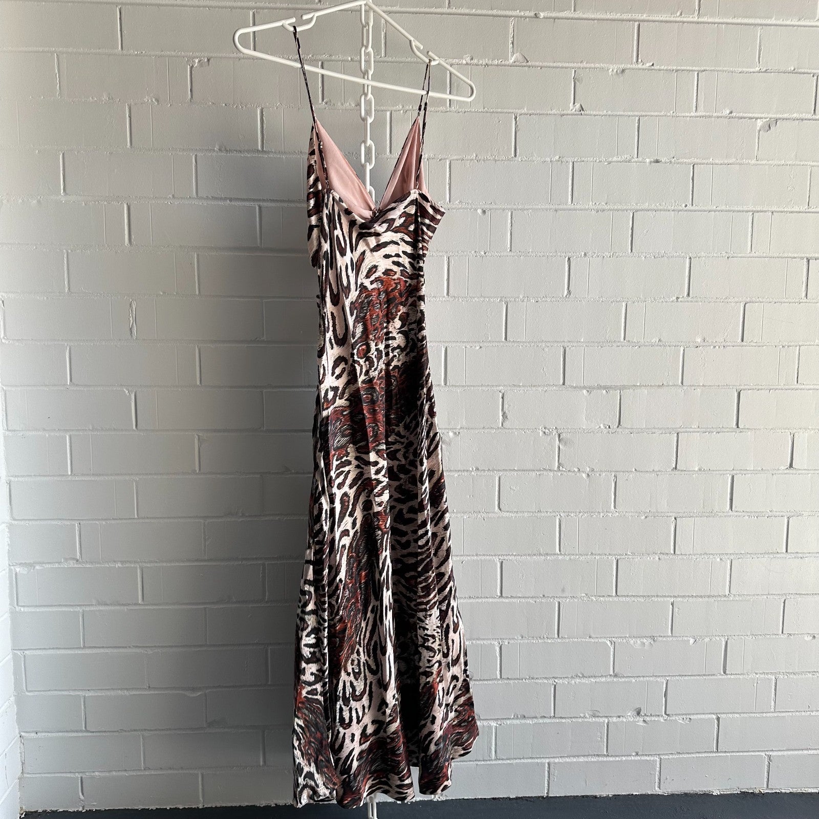 JONATHAN SIMKHAI Leopard Print Cut out slip Midi dress Size M Silk blend BNWT